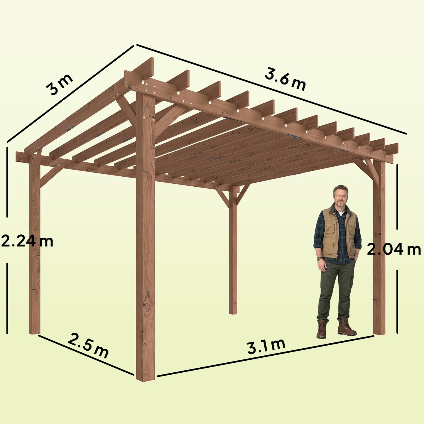 3.6 x 3 m Wooden Pergola Kit