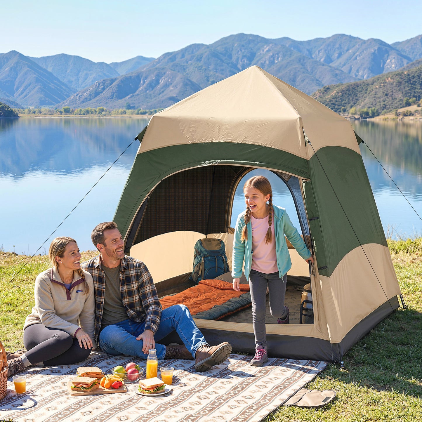 Double Layer Instant Pop Up Tent with Rainfly