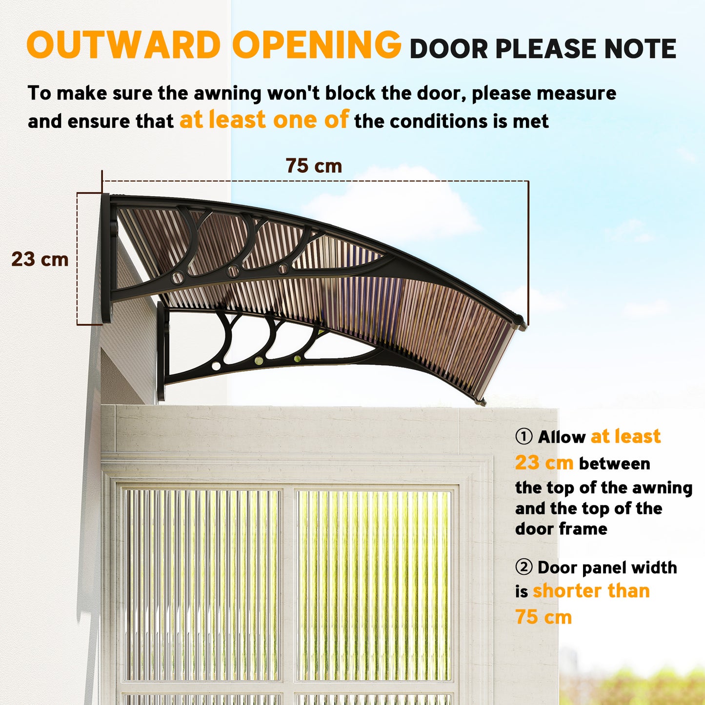 Front Door Canopy Outdoor Awning Aluminium Rigid Plastic (2)