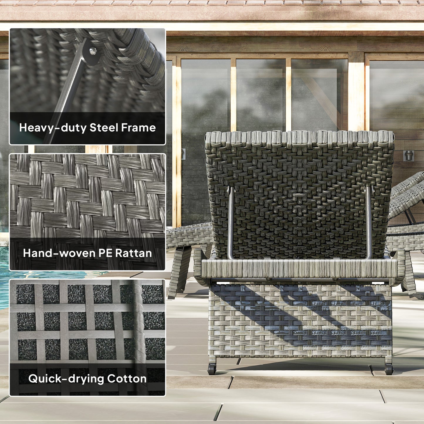 Outdoor PE Rattan Sun Lounger