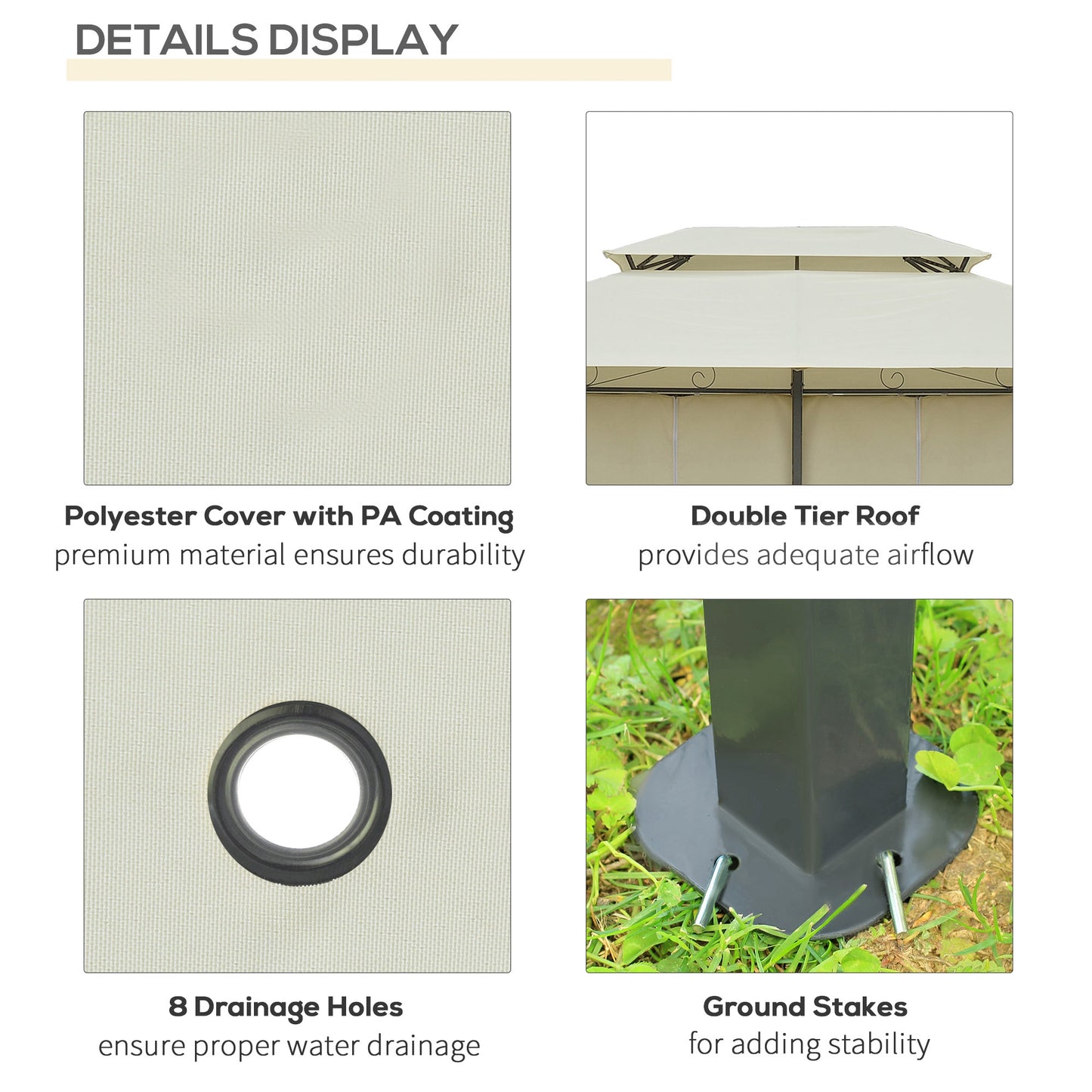 4m x 3(m)Garden Gazebo, Double Roof Outdoor Gazebo Canopy Shelter