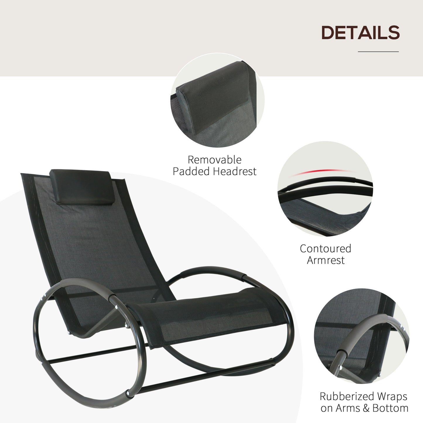 Rocking Chair Sun Lounger Recliner Rocker Texteline Fabric Patio