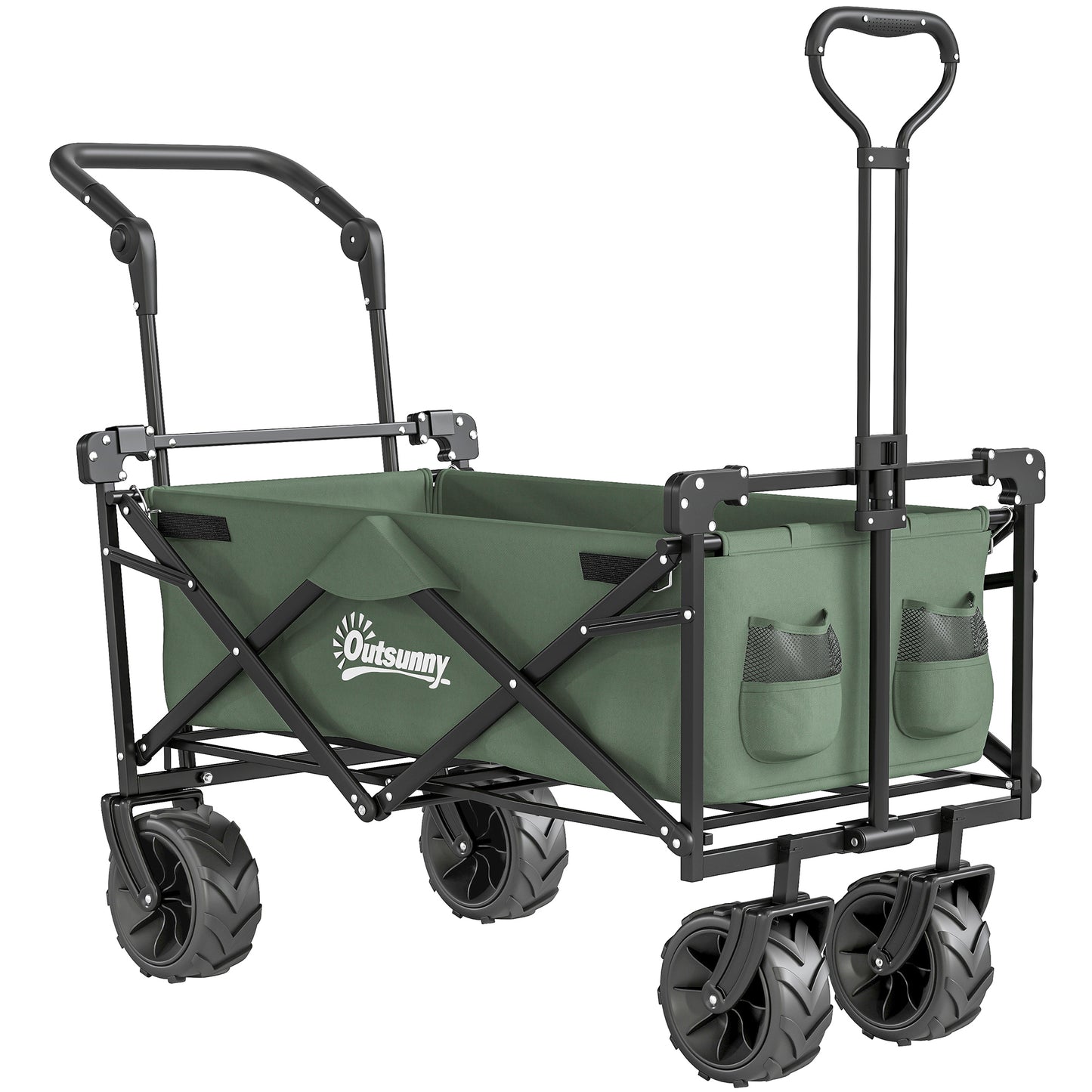 Folding Trolley Cart Storage Wagon Beach Trailer 4 Wheels
