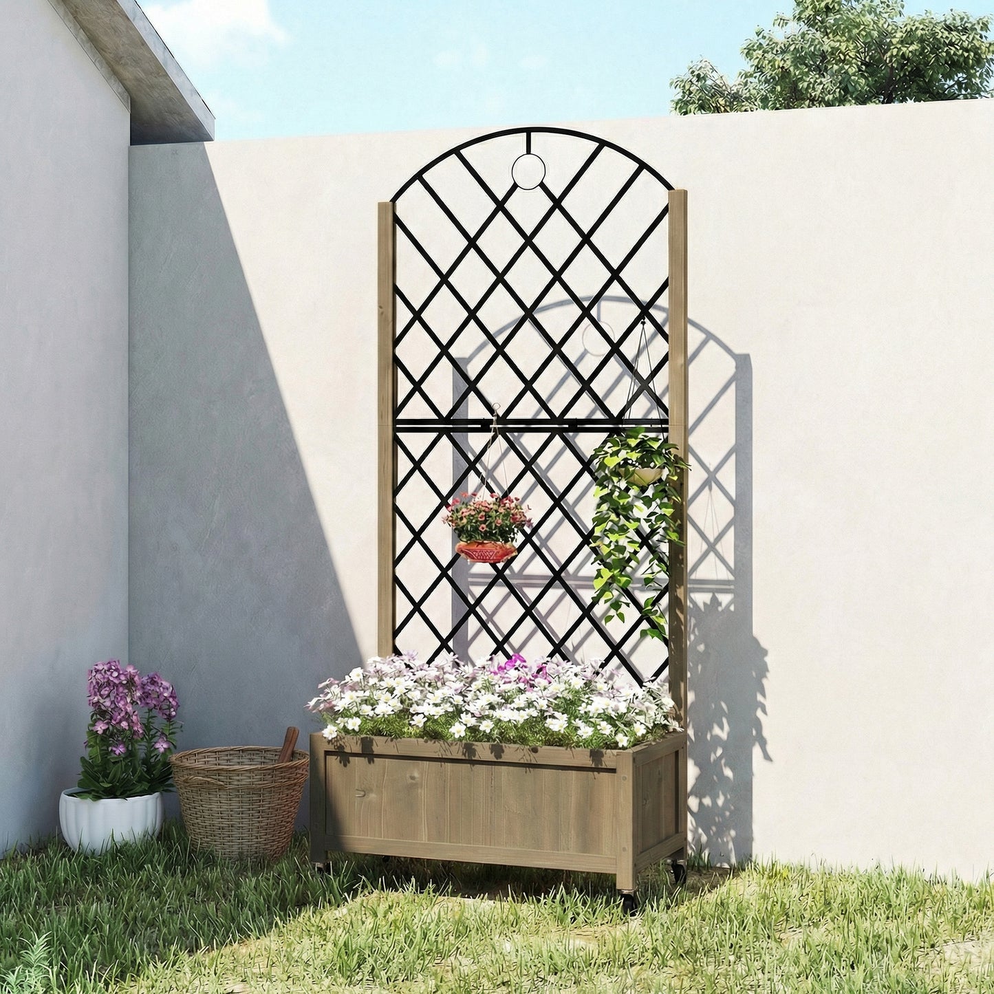Raised Garden Bed with Metal Trellis