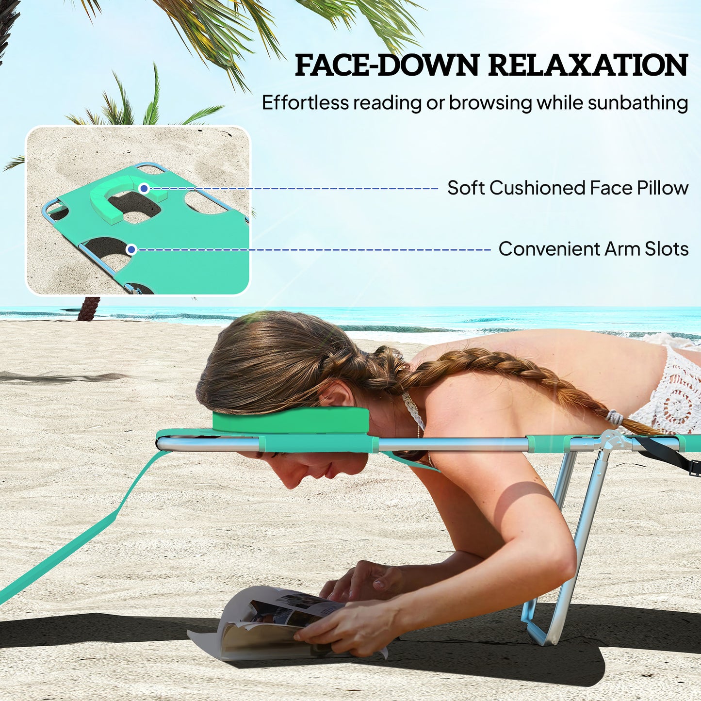 Foldable Sun Lounger with Reading Hole