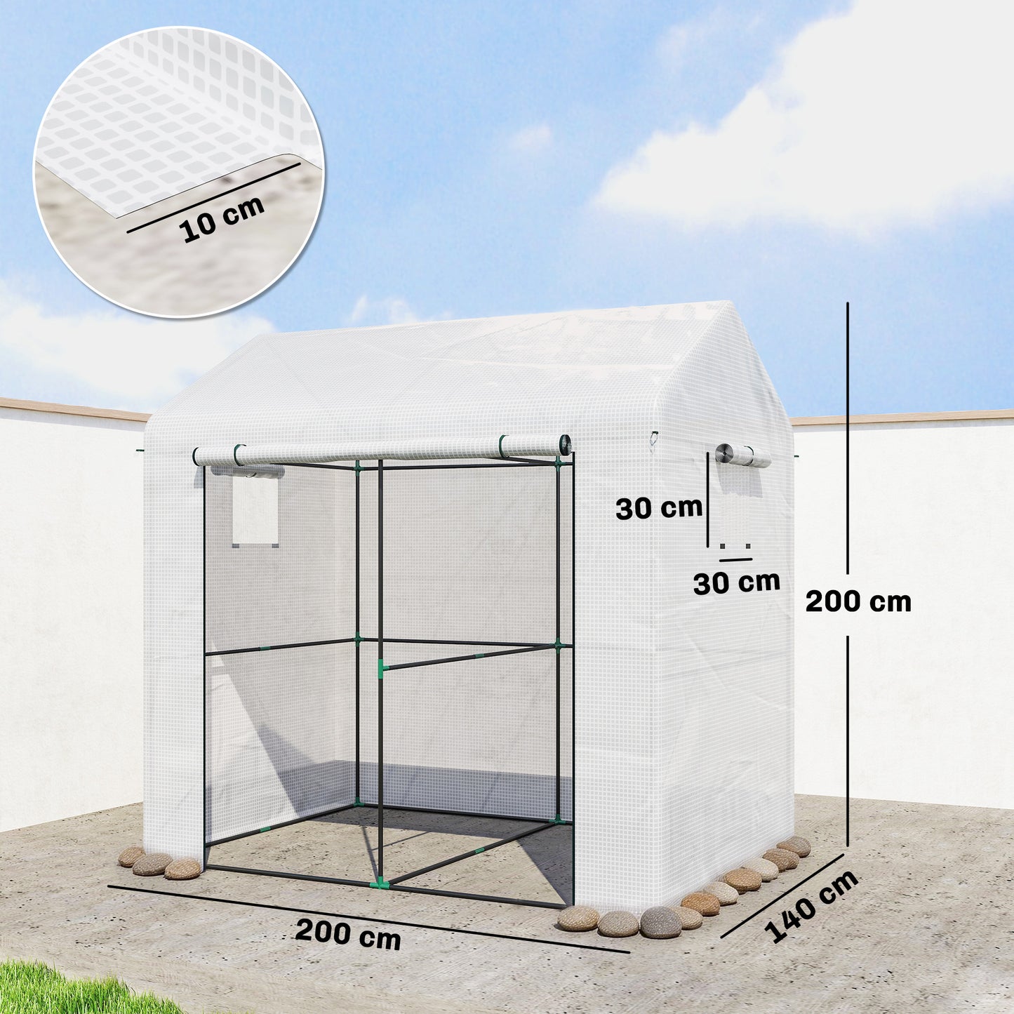 Walk-in Greenhouse, Outdoor Tomato Greenhouse with Roll-up Door