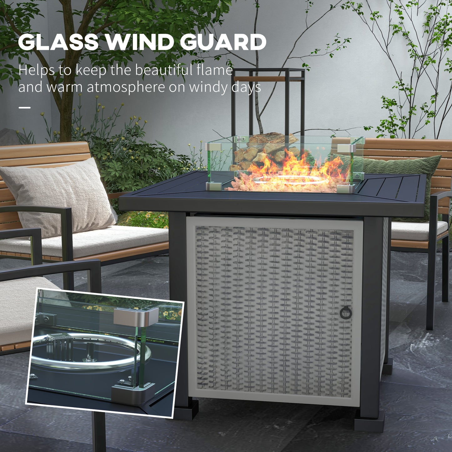 81 x 81cm 50,000 BTU Gas Fire Pit Table