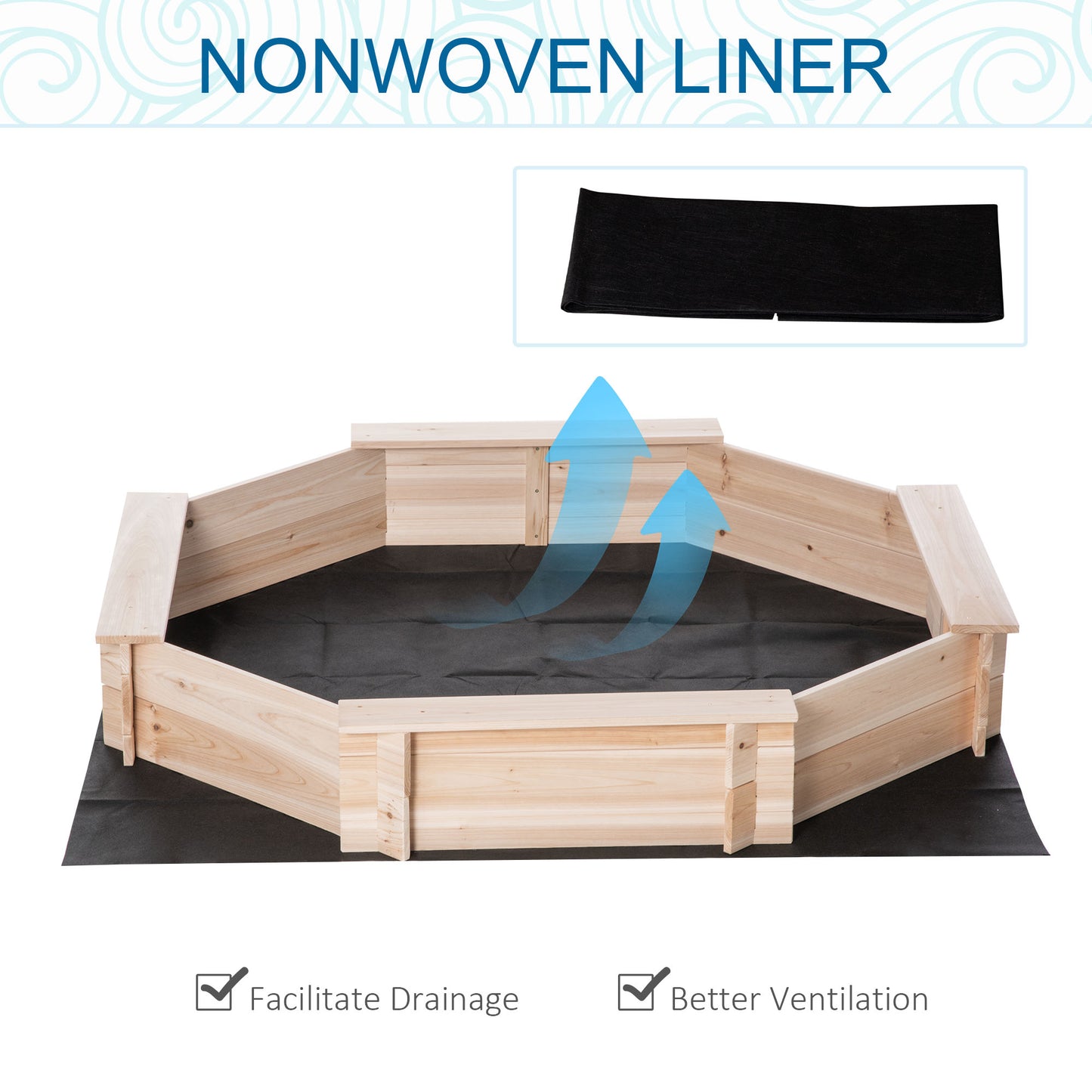 Kids Wooden Sand Pit Children Sandbox with Cover Outdoor Playset
