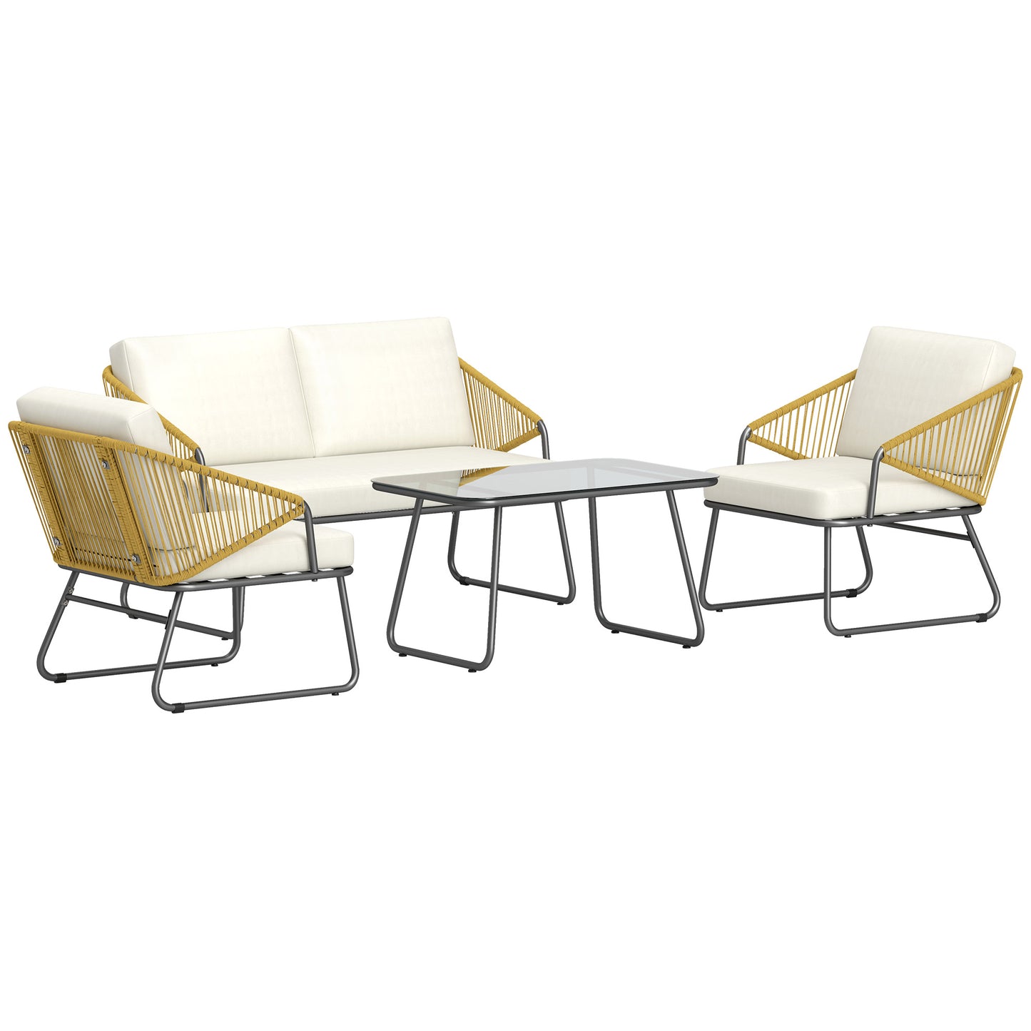 Four-Piece Rattan Strong Panel Outdoor Sofa Set