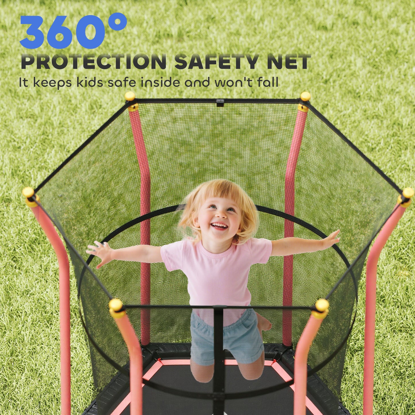 Kids Trampoline Mini Bouncer with Enclosure Safety Net