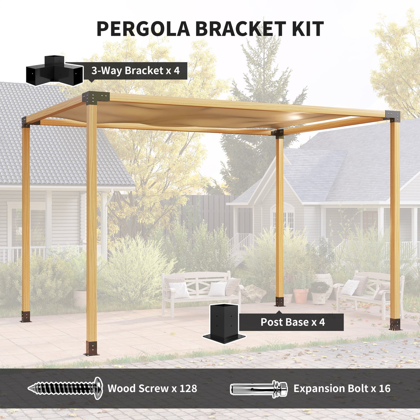 Pergola Kit, DIY Pergola Brackets with 3-Way Pergola Corner Brackets