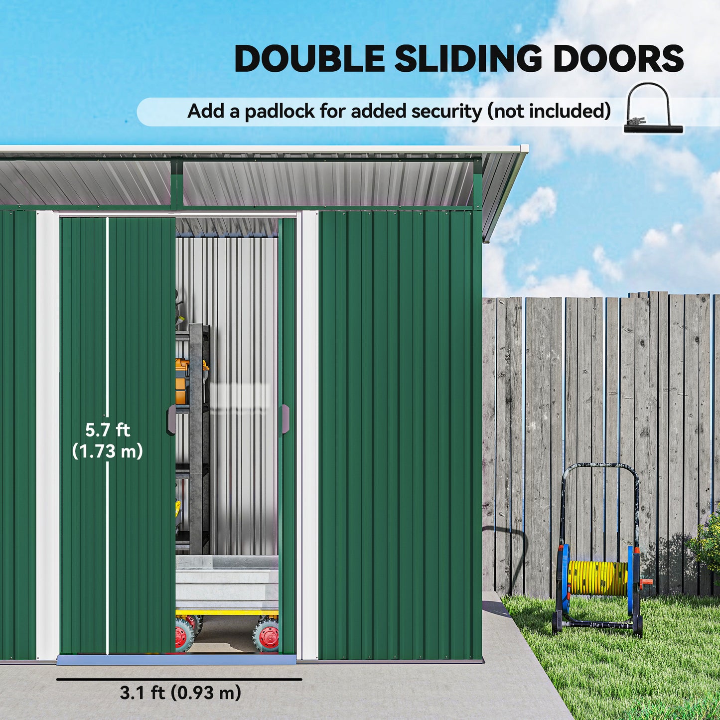 8.5 x 4ft Metal Shed with Lightsky Panels