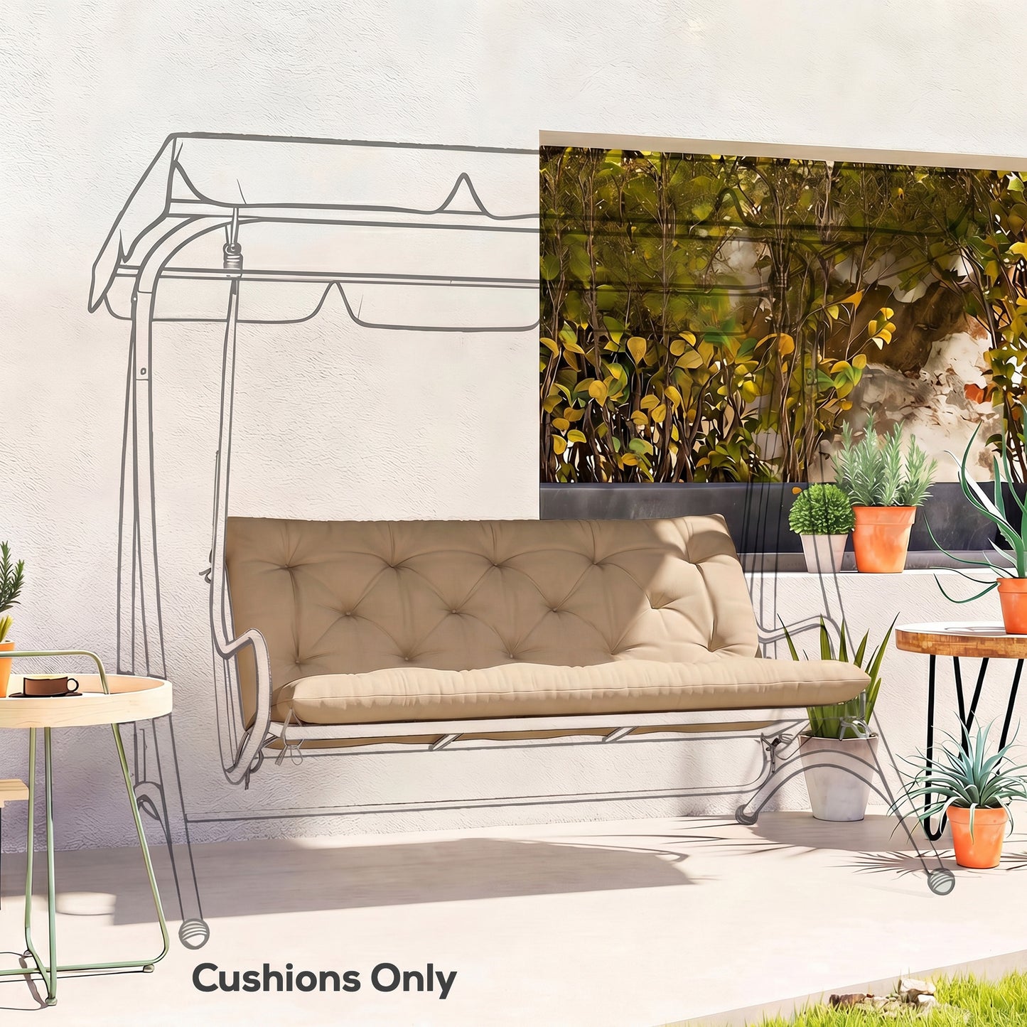 Garden Bench Cushion, 2 Seater Swing Chair Cushion