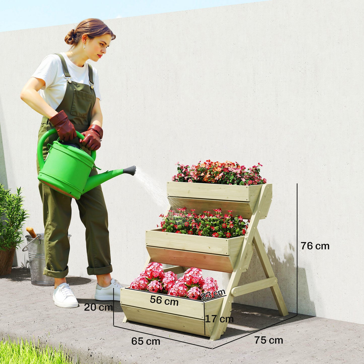 3 Tier Raised Garden Bed Wooden Elevated Planter Box Kit