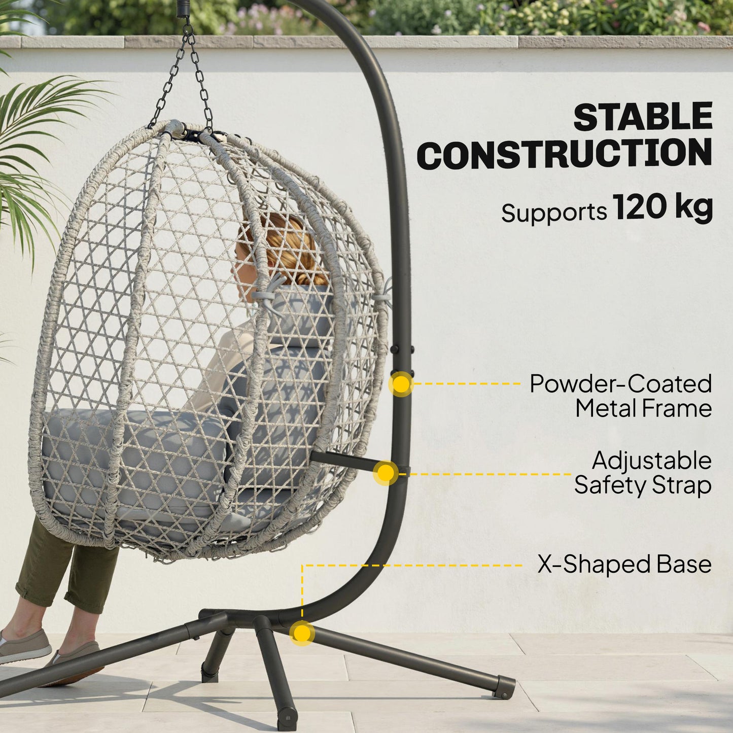 Hanging Egg Chair, Indoor Outdoor Rattan Hammock Swing Chair