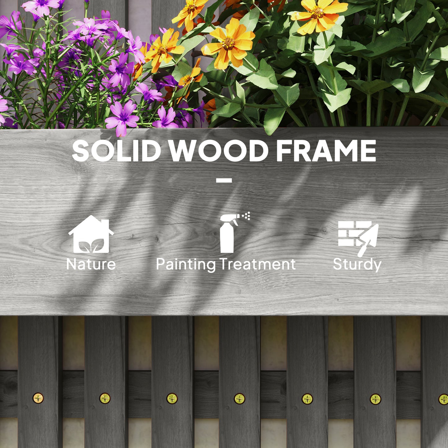 Wall-mounted Wooden Garden Planters with Trellis