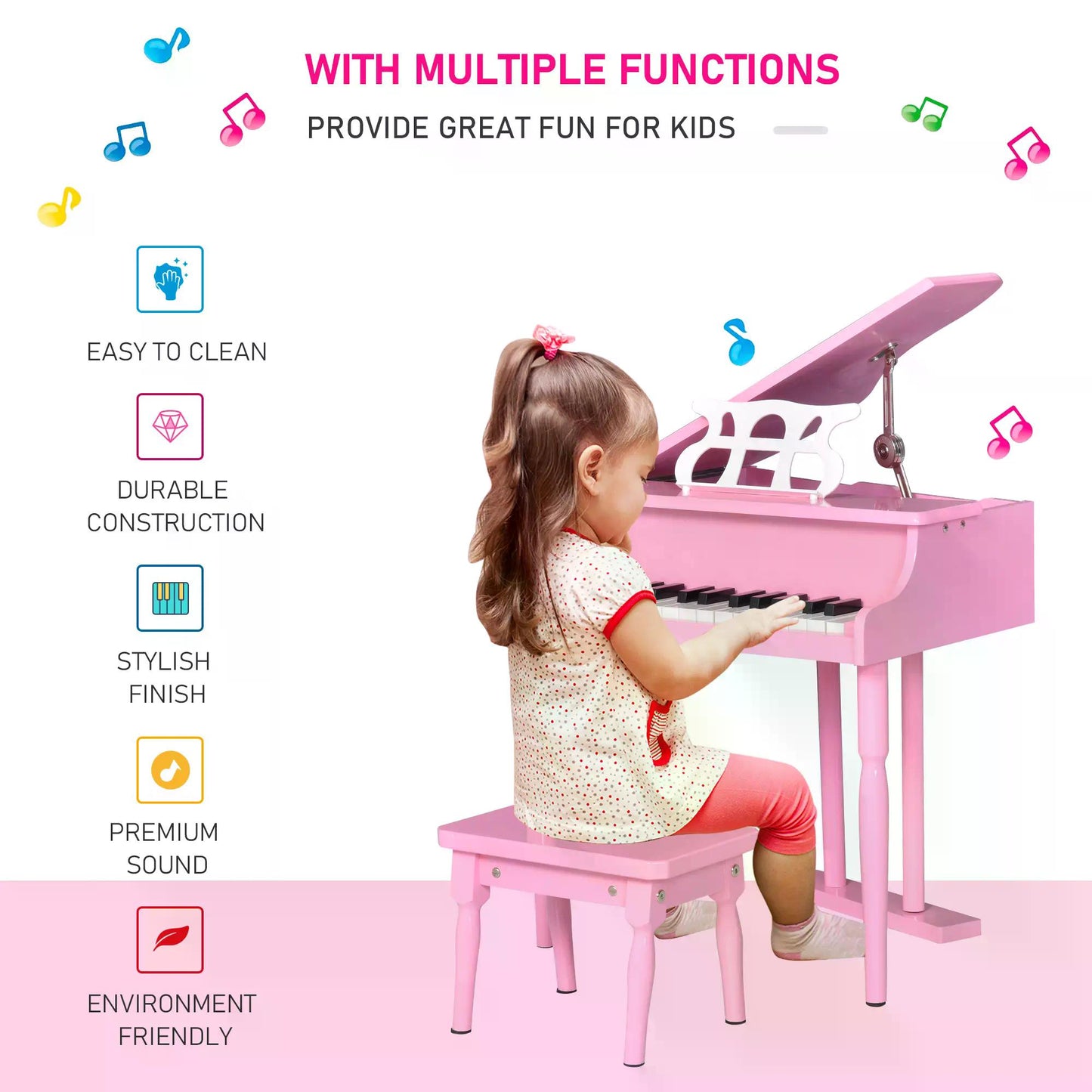 30 Keys Mini Kids Piano for Child with Music Stand