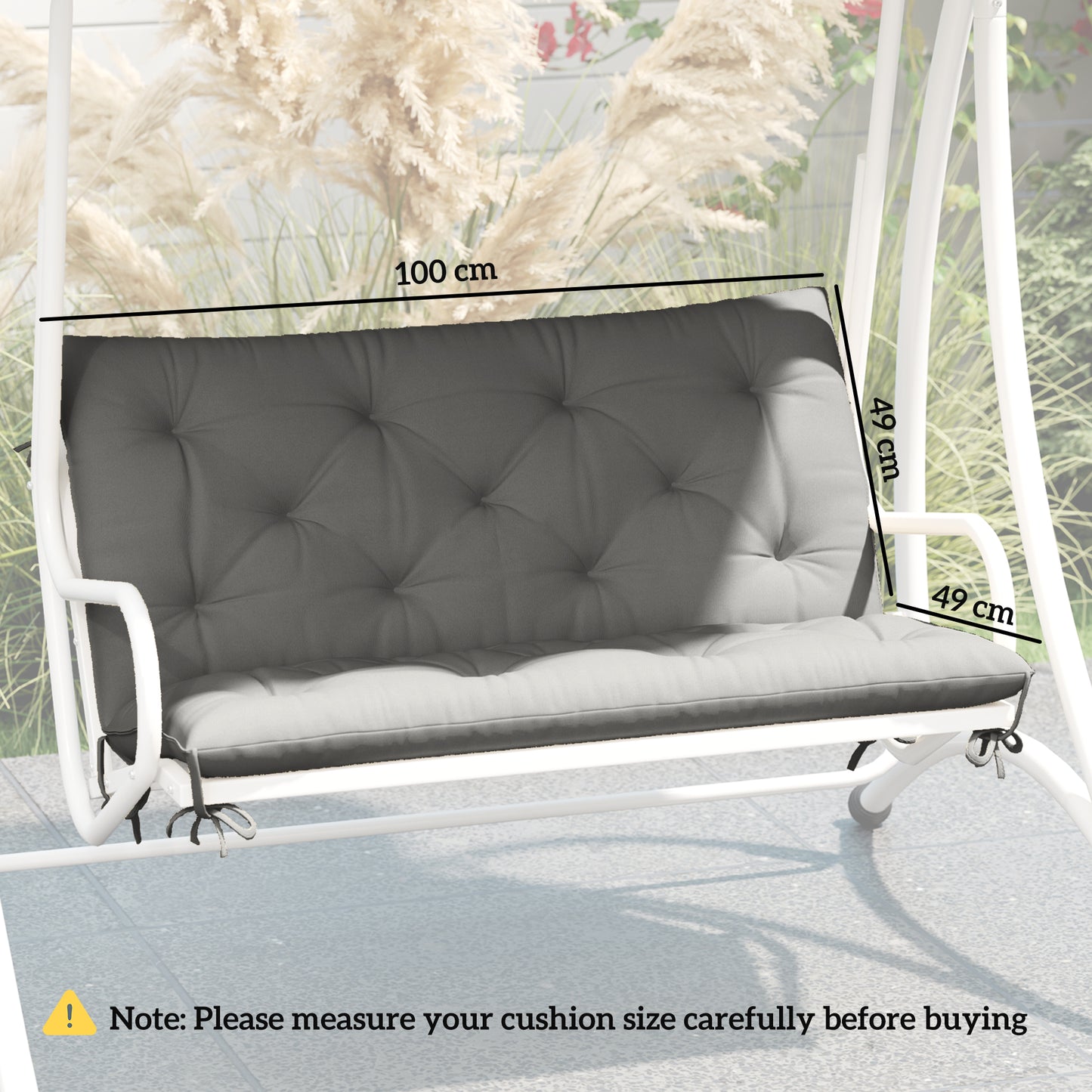 2 Seater Bench Pad, Garden Chair Cushion with Back and Ties