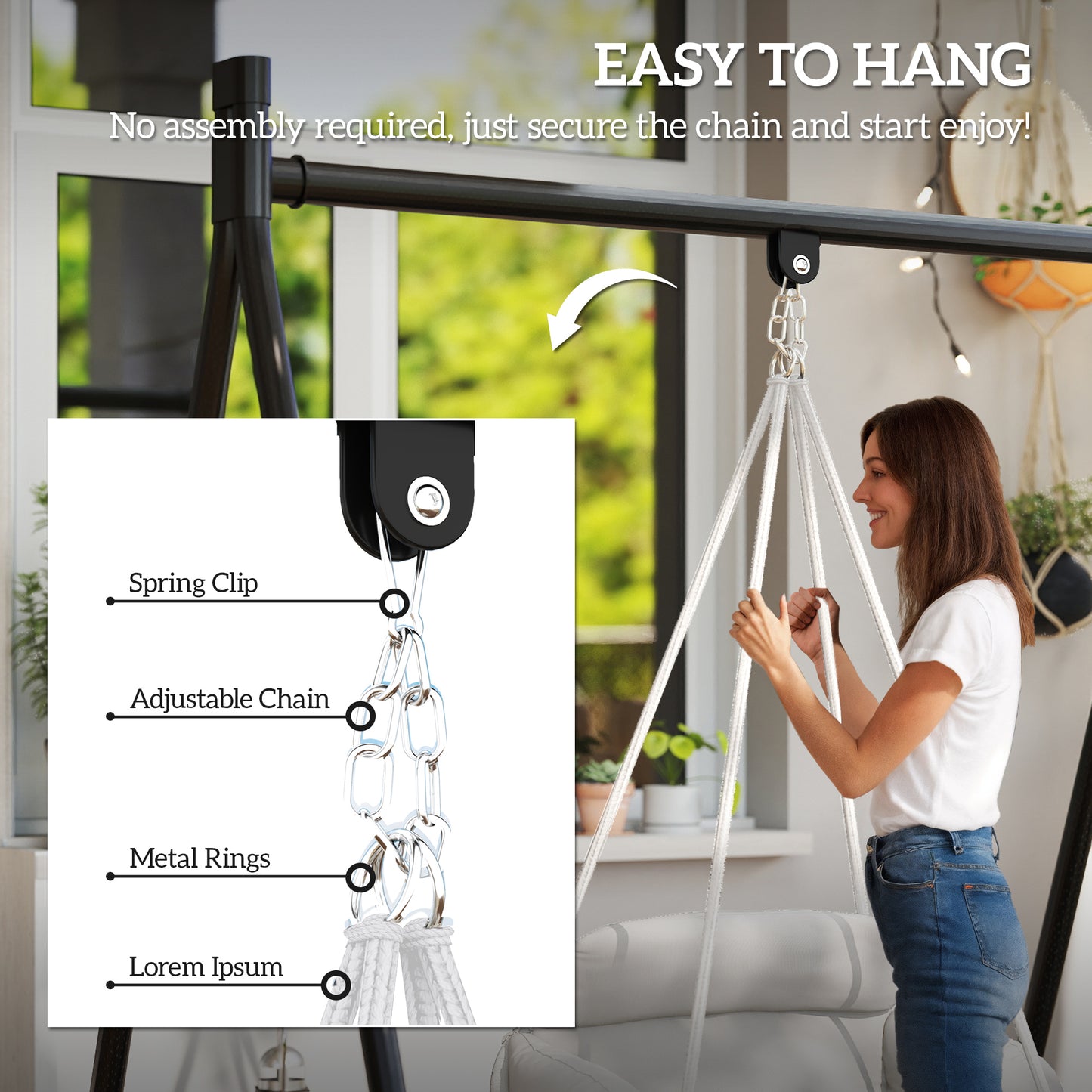 Hanging Chair Outdoor Hammock Chair with Soft Cushion