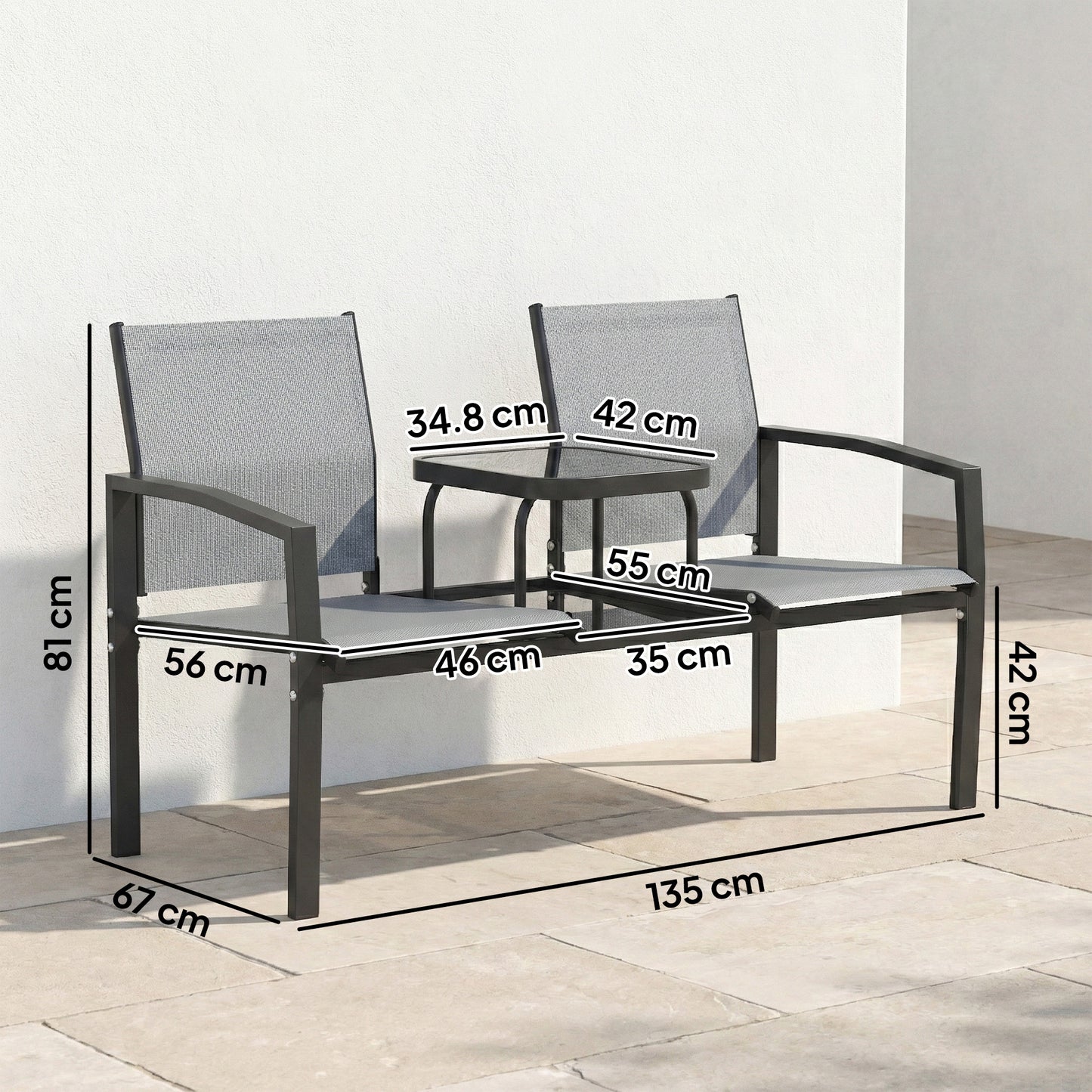 Garden Love Seat, 2 Seater Jack and Jill Loveseat Companion Seat