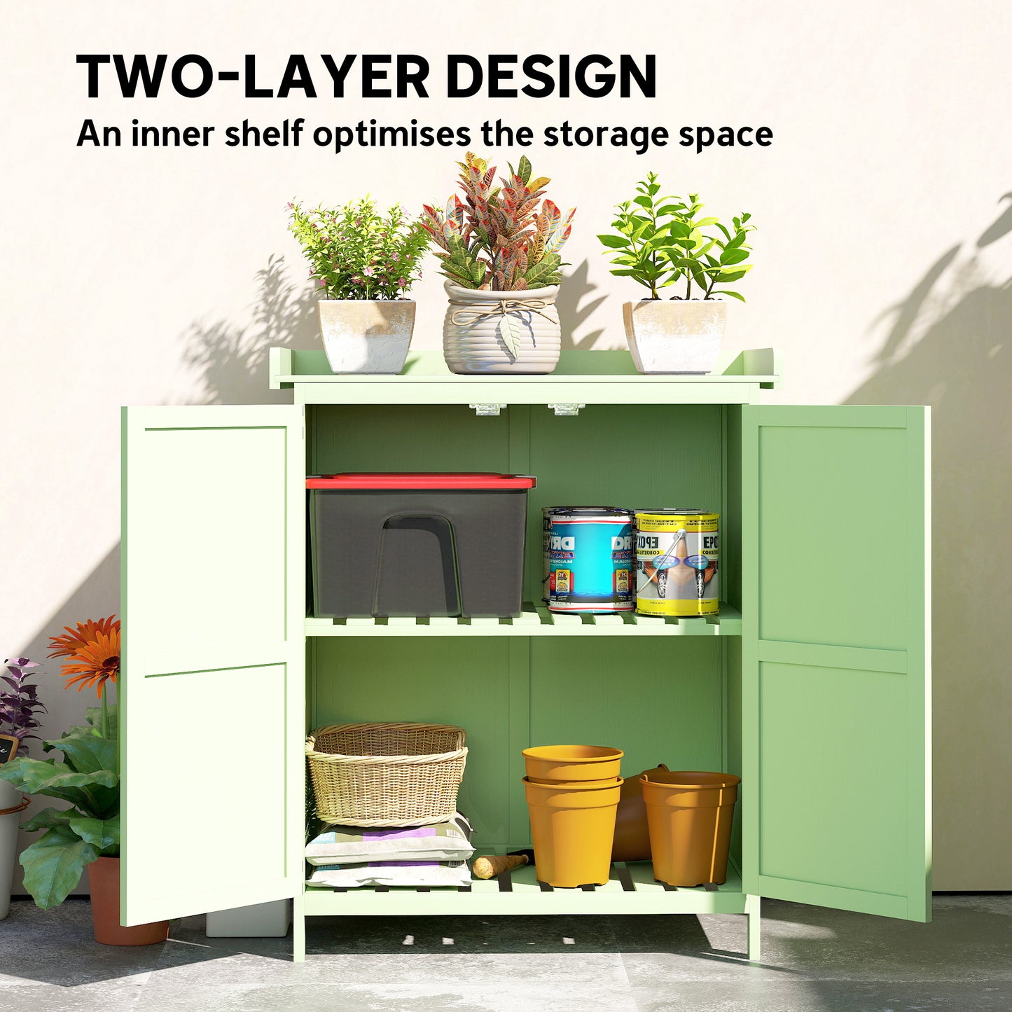 Wooden Garden Shed, Garden Tool Storage Shed with Hinged Roof