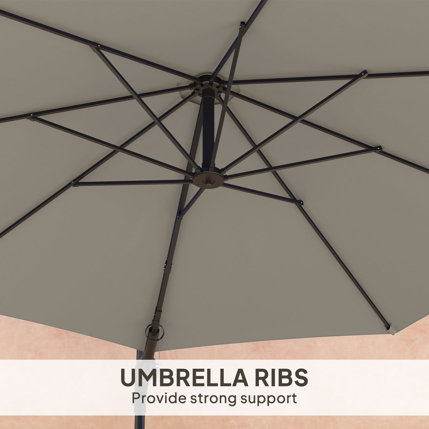 3(m) Wall-Mounted Parasol Shade, with Handle