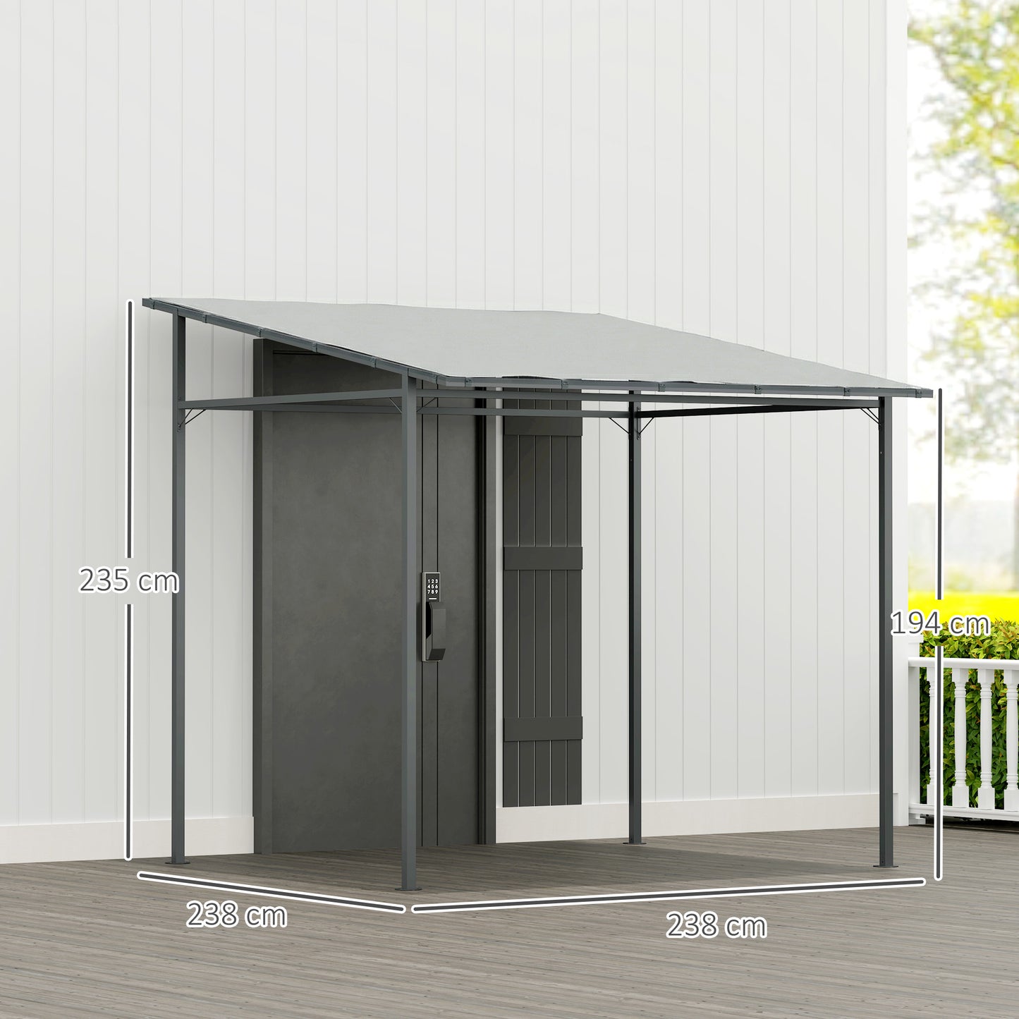 2.4 x 2.4 m Wall Mounted Pergola Gazebo with PA Coating Fabric (1)