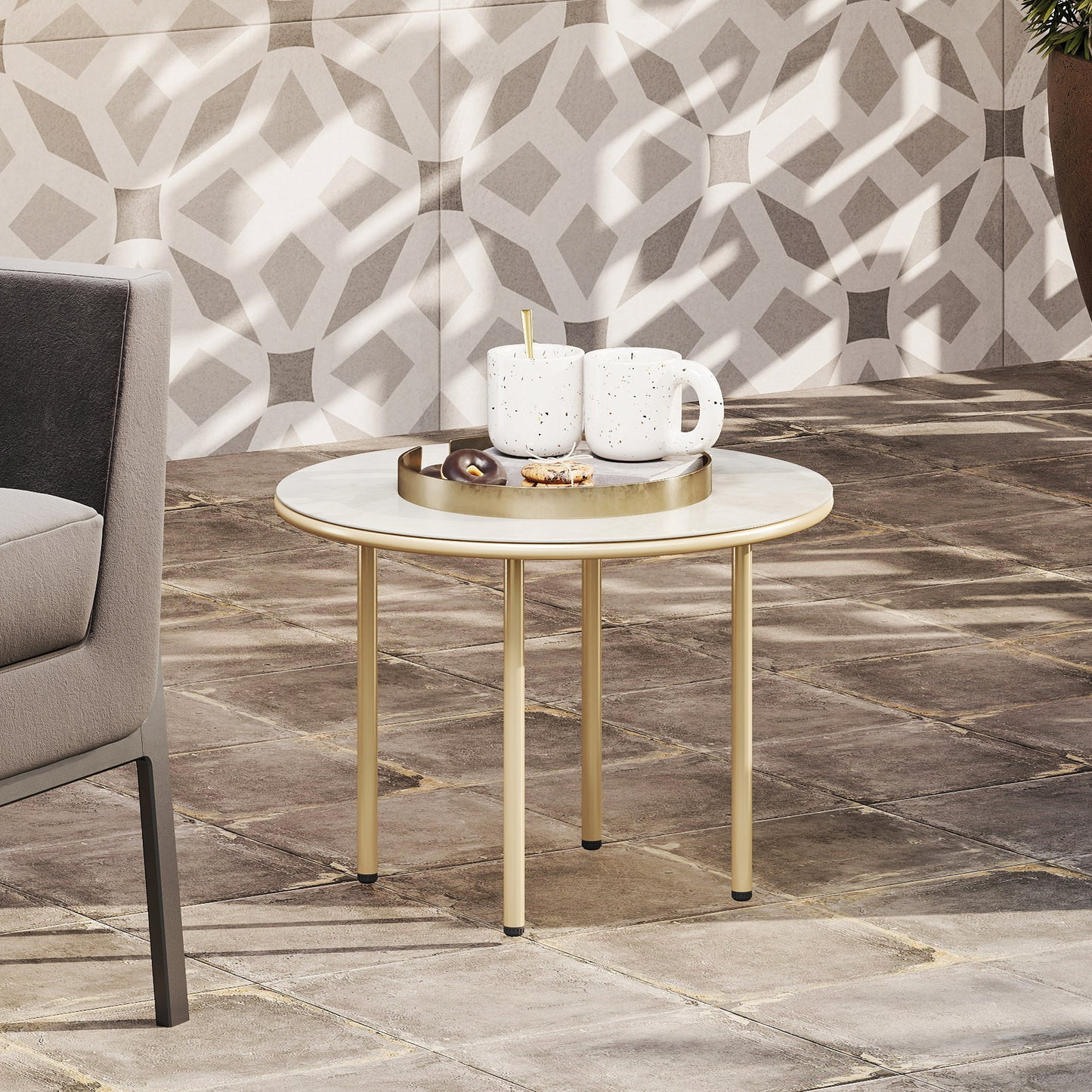 Round Coffee Table, Modern End Side Table