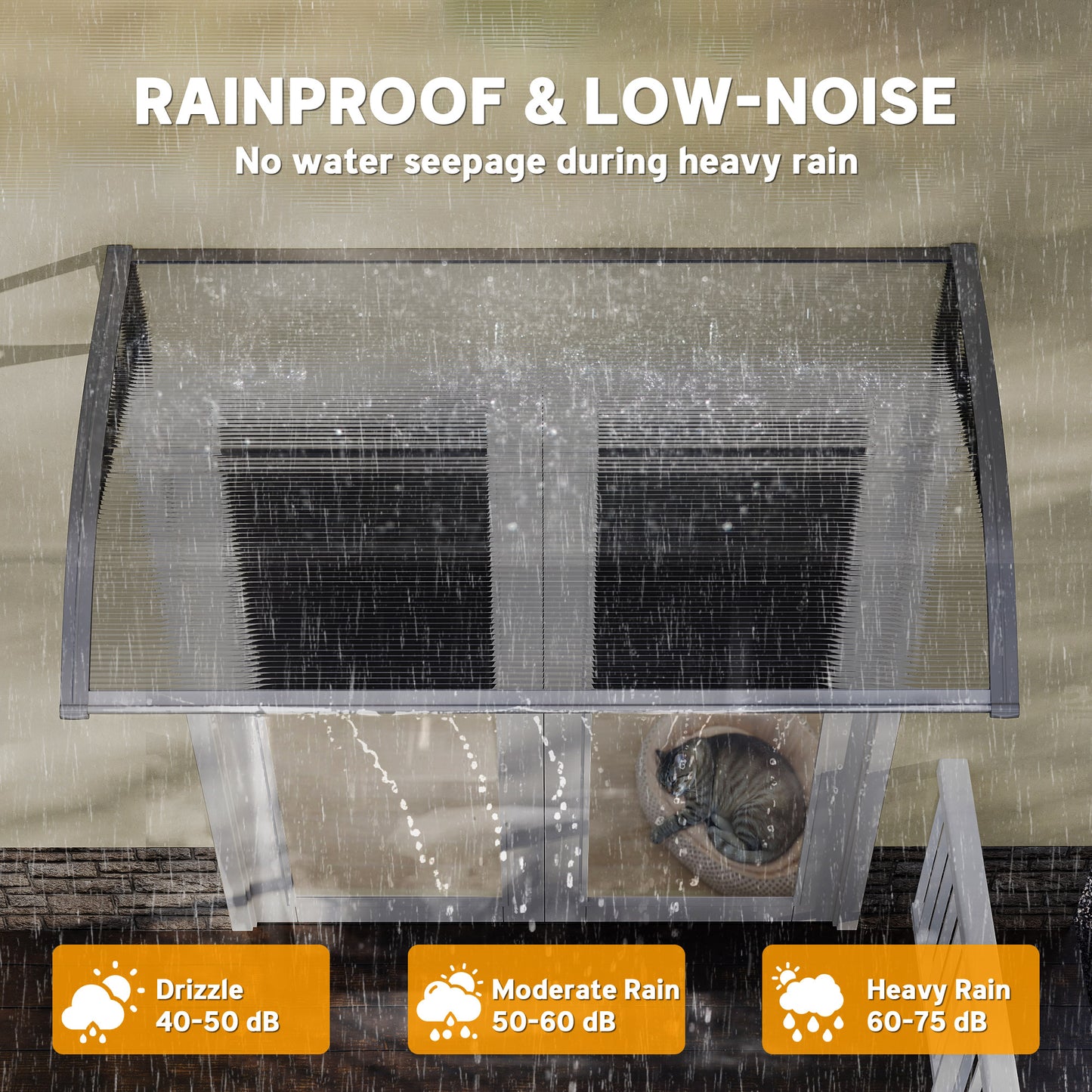 Front Door Canopy, Outdoor Awning, Rain Shelter, 110 x 60cm