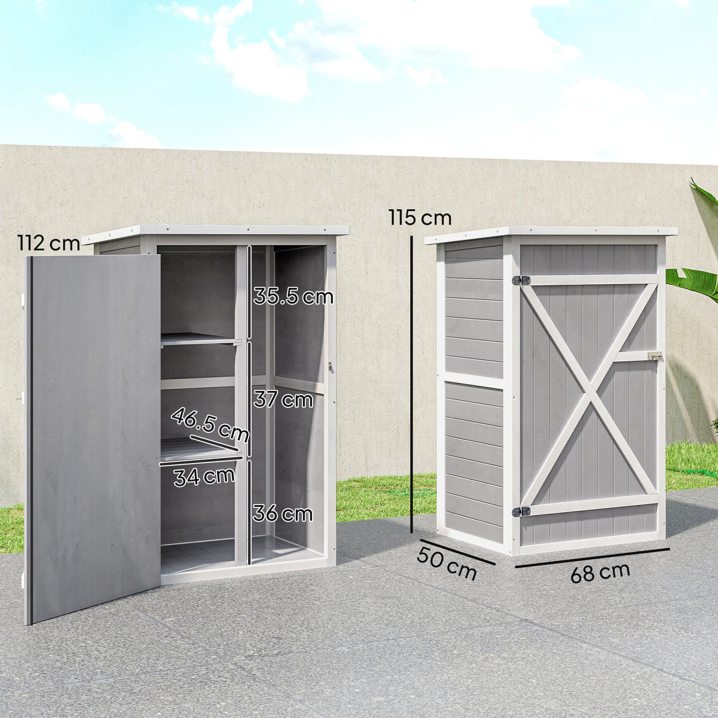 Wooden Small Shed, Garden Storage Shed with Shelves and Bolt Latch