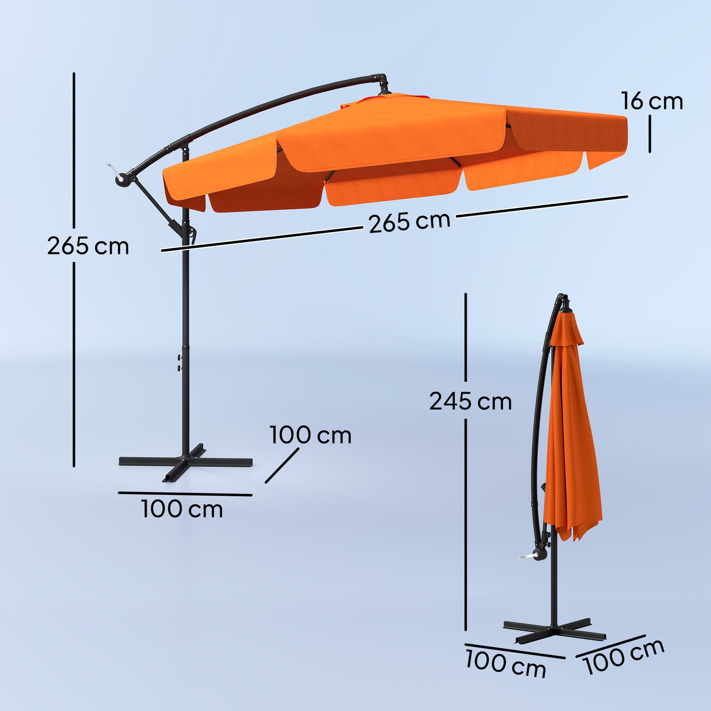 2.7m Garden Cantilever Banana Parasol
