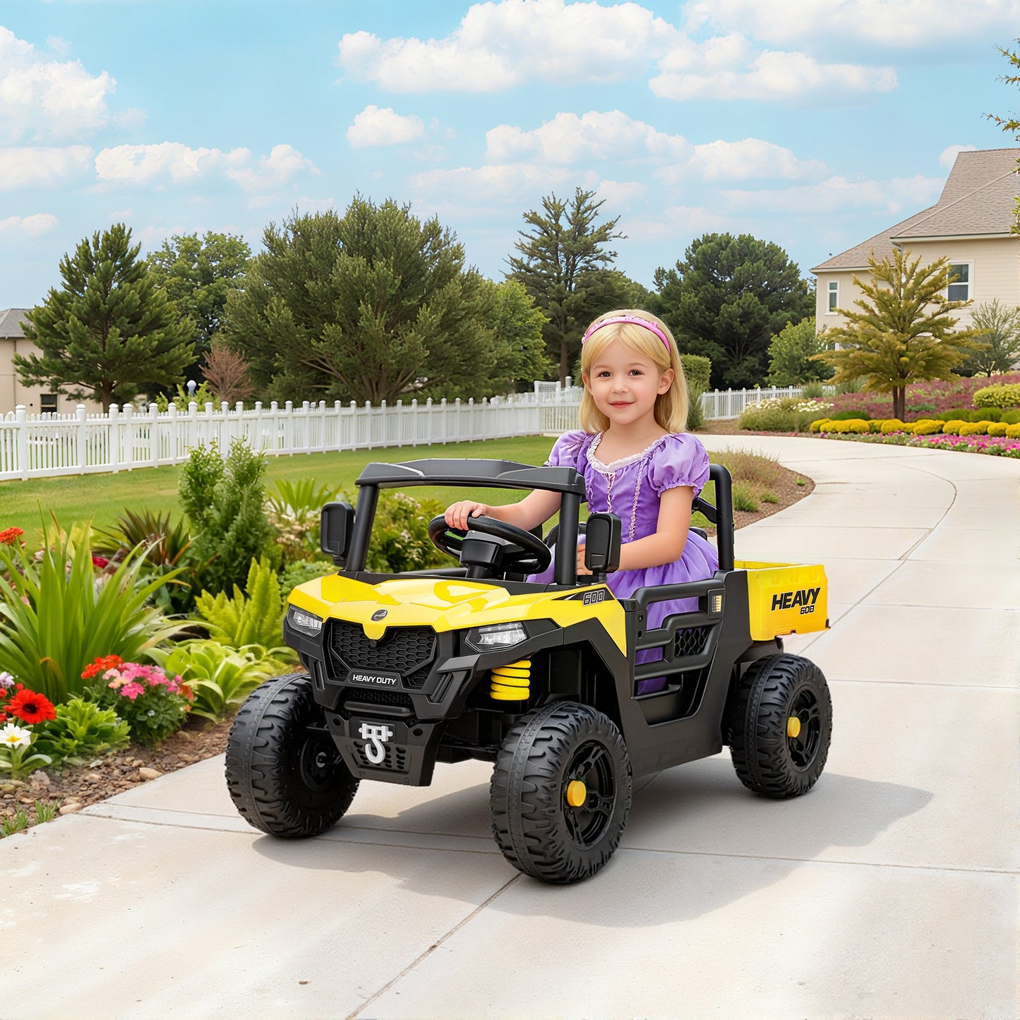Kids Ride on Car, 12V Electric Kids UTV with Electric Dump Bed