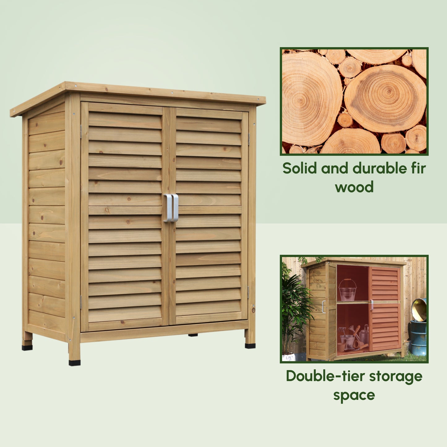 Garden Shed Wooden Garden Storage Shed 2 Door Unit Solid Fir Wood