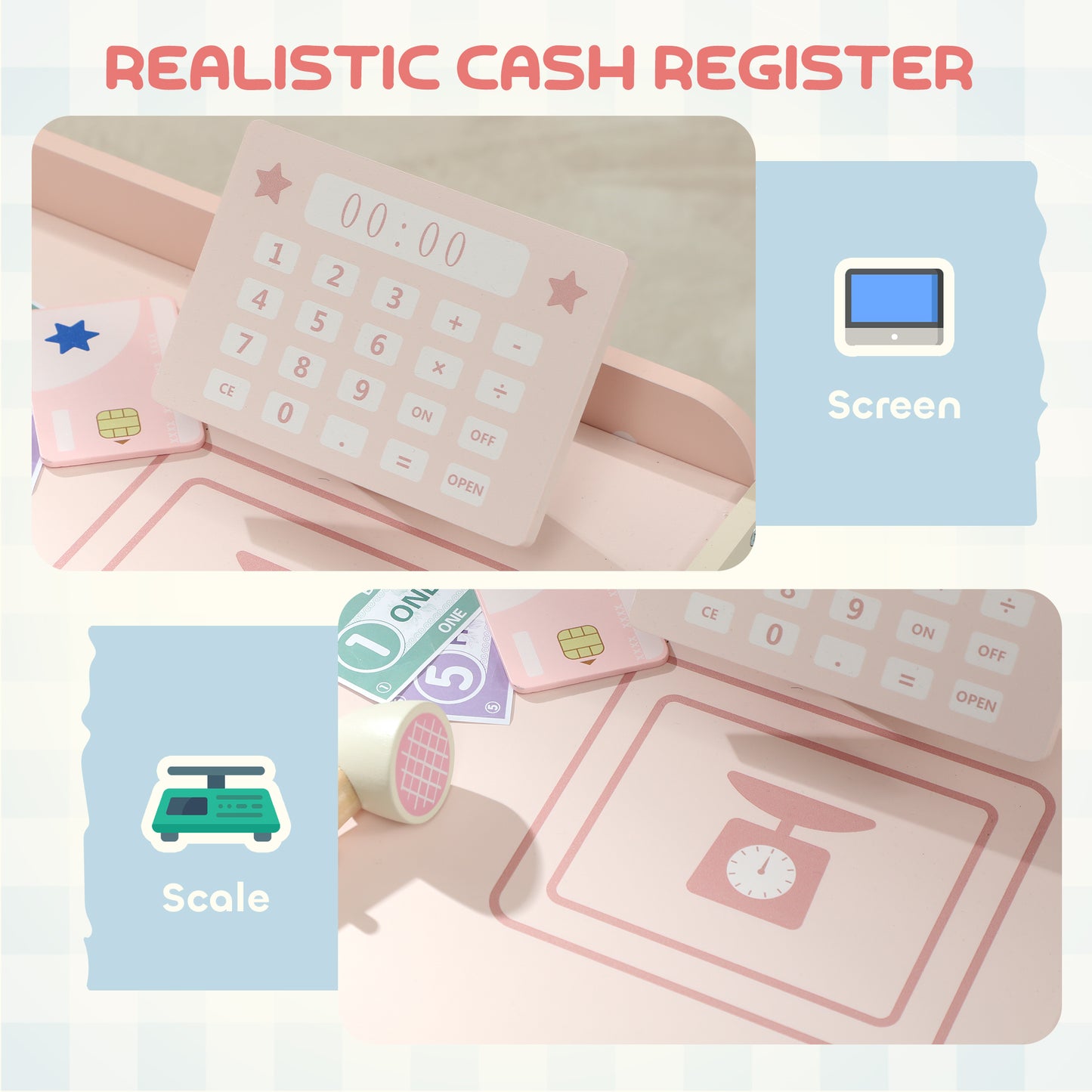 Kids Grocery Store, Children Supermarket Playset with Cash Register