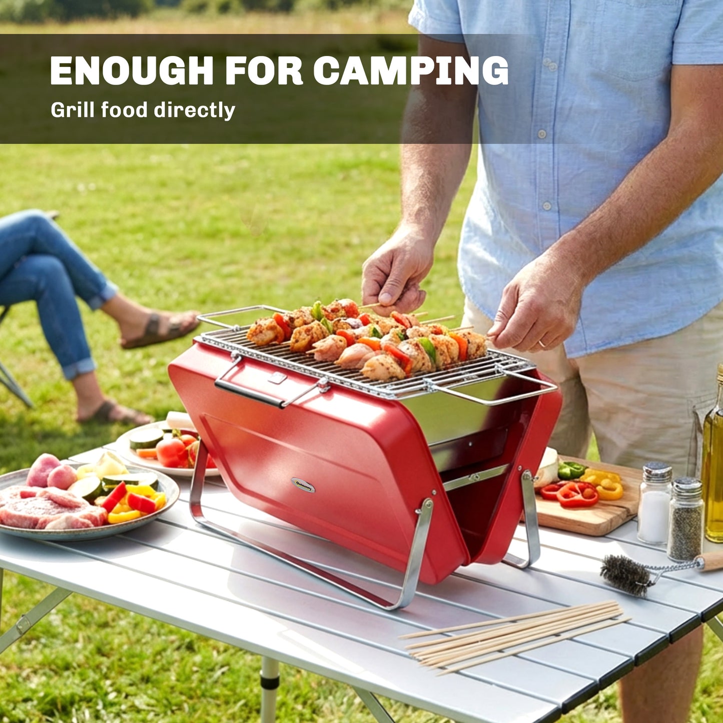 Portable Mini Charcoal Barbecue Grill with Suitcase Shell