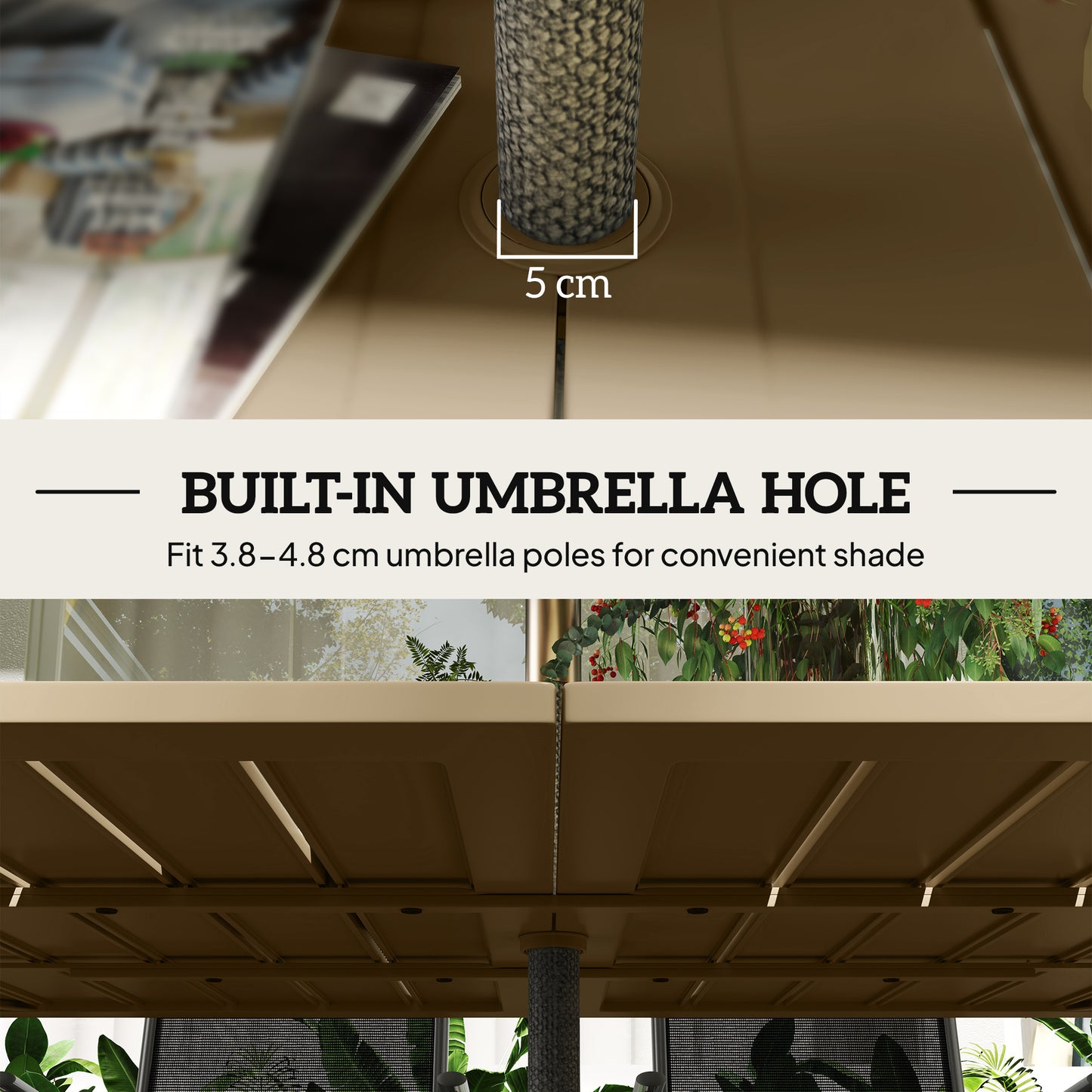 Garden Dining Table for 6 with Parasol Hole