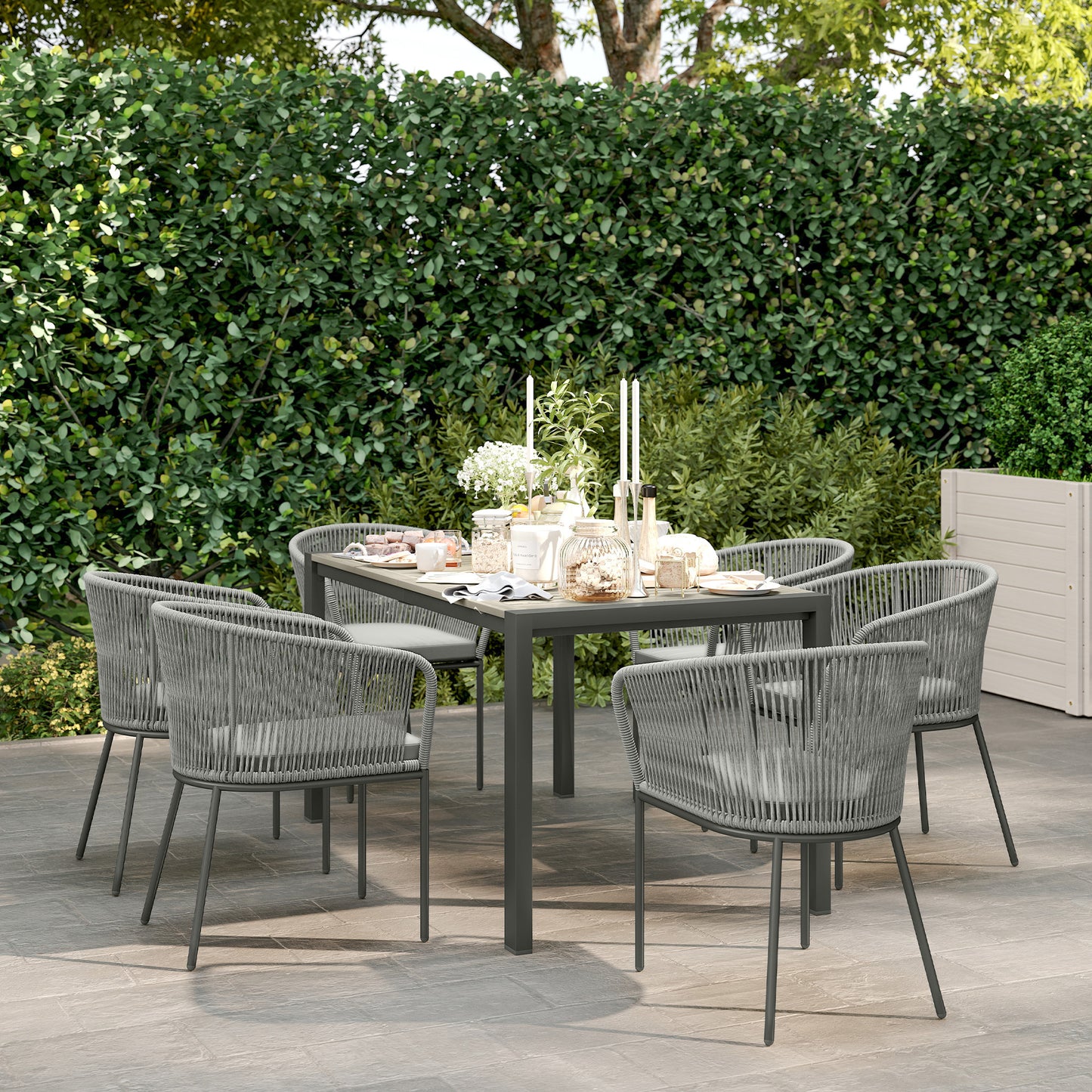 Rattan Dining Set, 6 Seater Rattan Garden Furniture Set