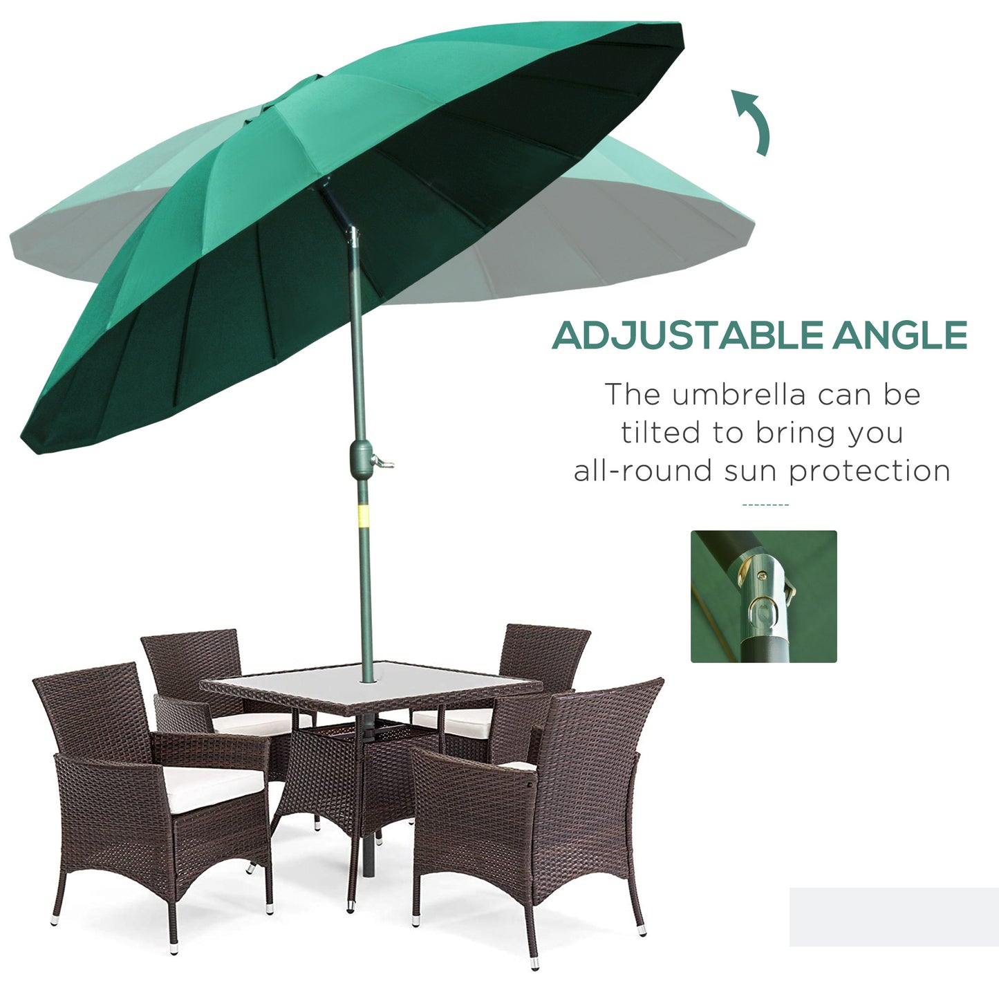 2.5m Shanghai Garden Parasol Umbrella with Crank & Tilt (1)