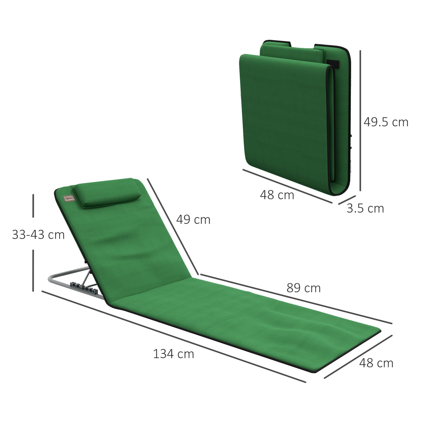 Set of Two Metal Frame Beach Chairs, with Reclining Backs
