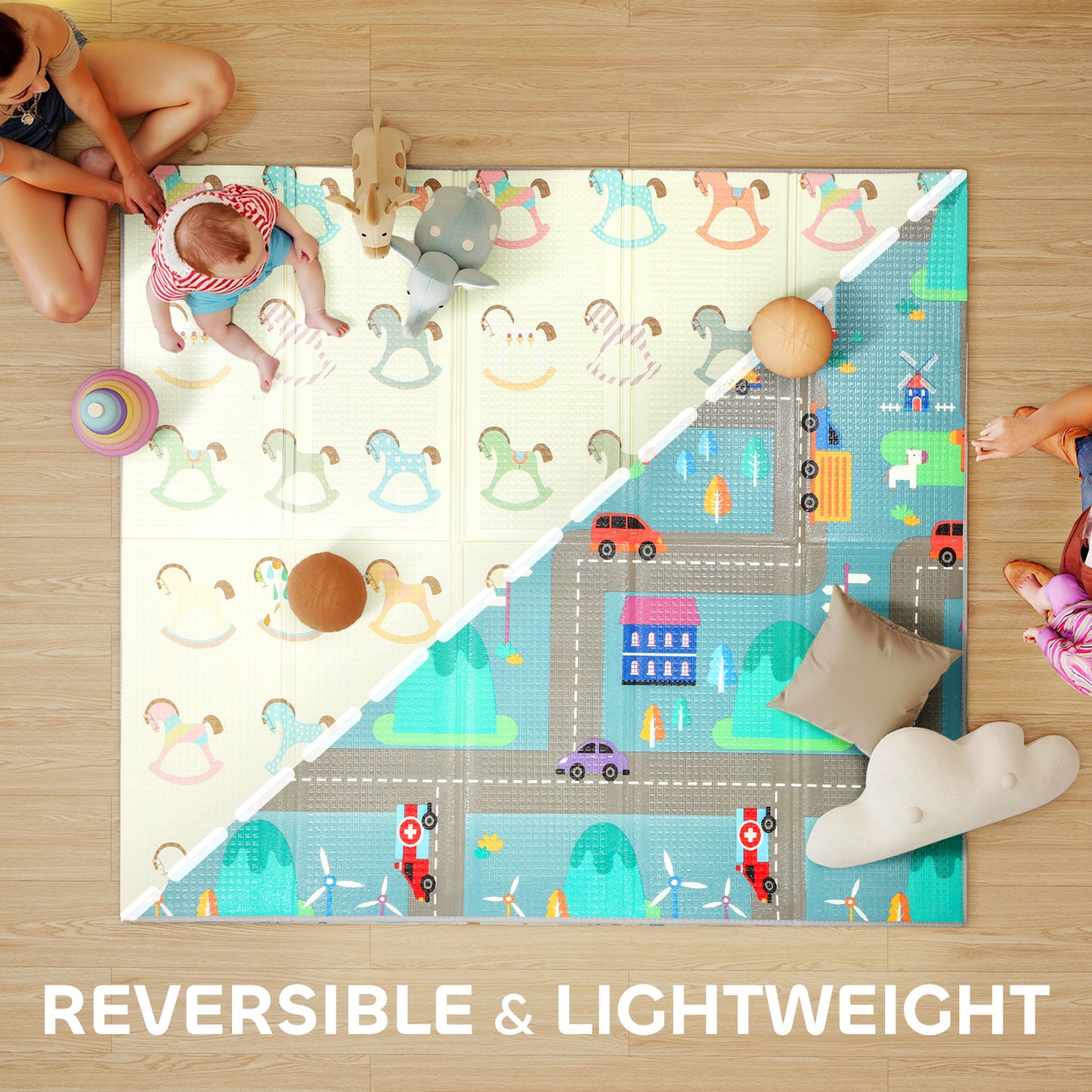 Foldable Double-Sided Baby Play Mat, for Toddlers, Bedrooms