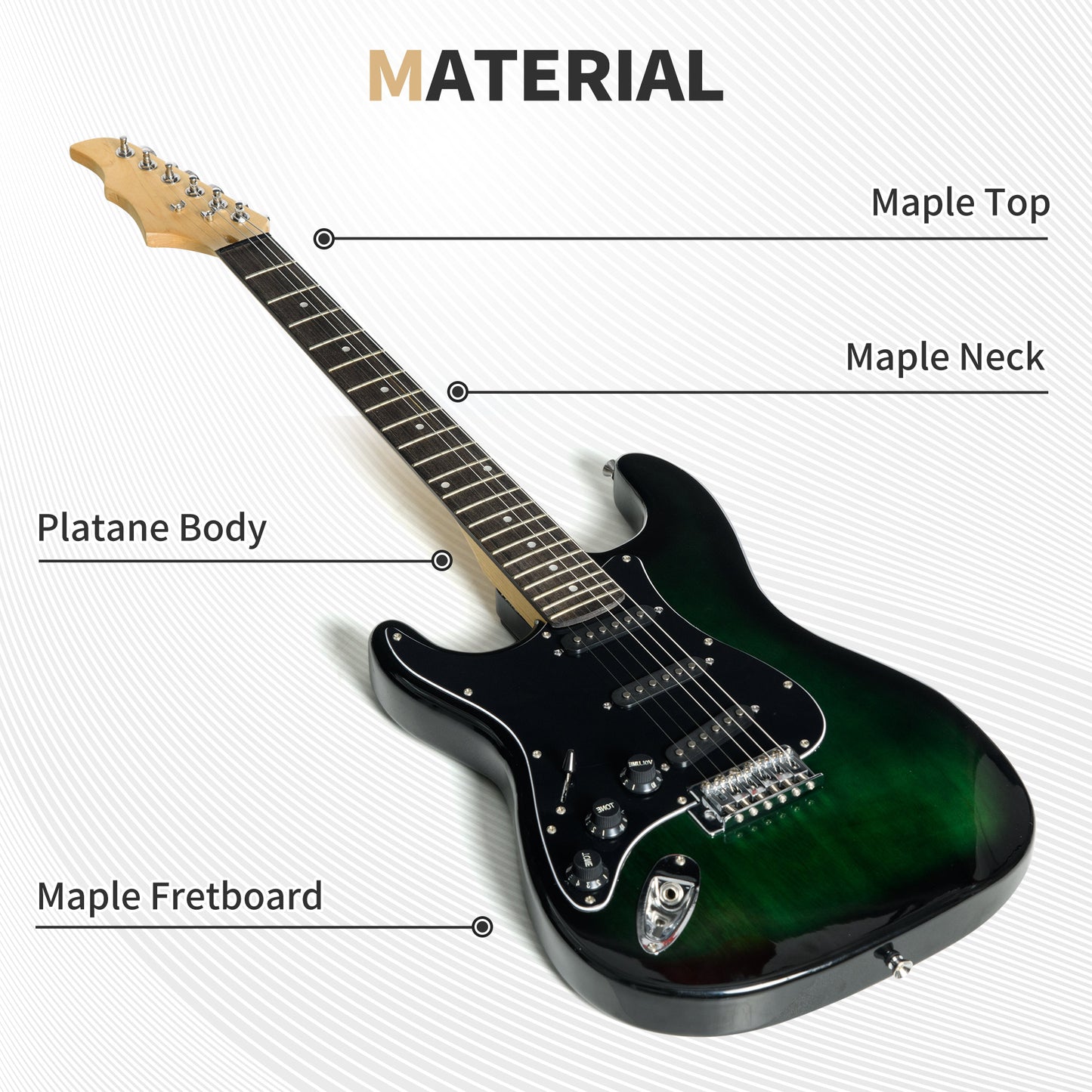 Six-String Electric Guitar, with 15W Amplifier, Digital Turner