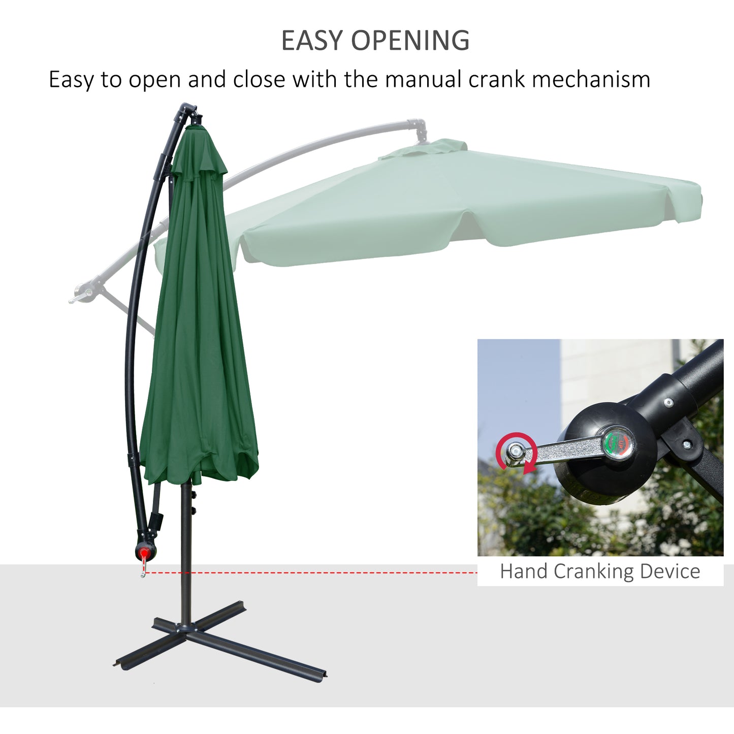 2.7m Garden Parasol Cantilever Umbrella with Crank Handle