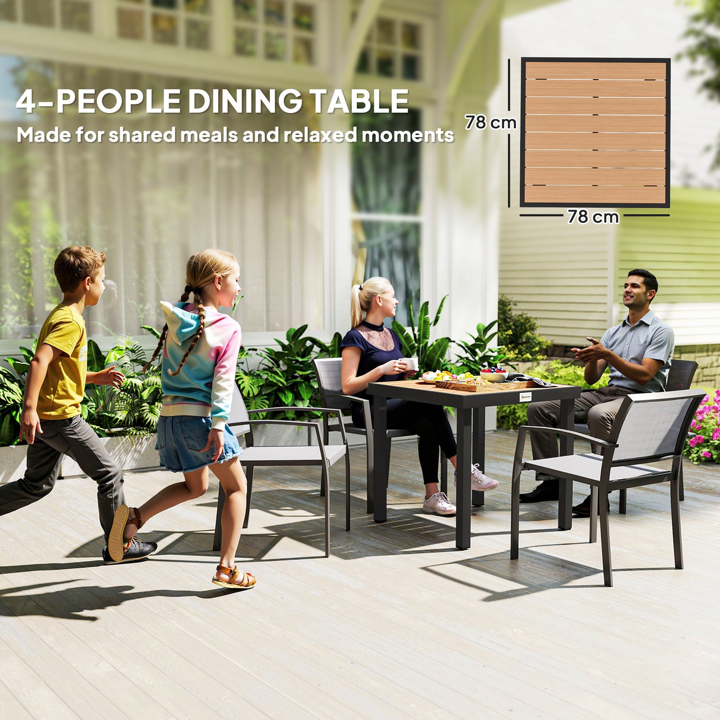 78 cm Garden Dining Table for 4 People
