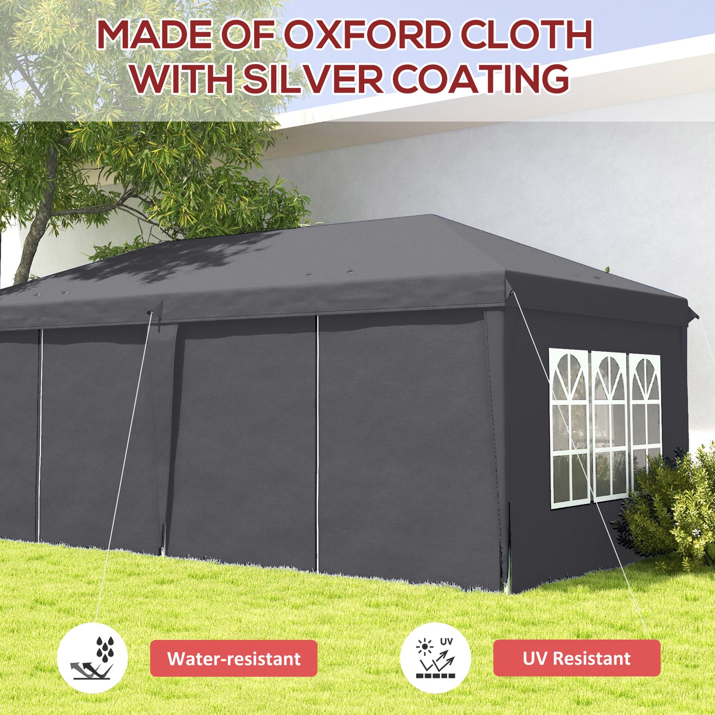 Outsunny 3 x 6 m Garden Pop Up Gazebo, Wedding Party Tent Marquee