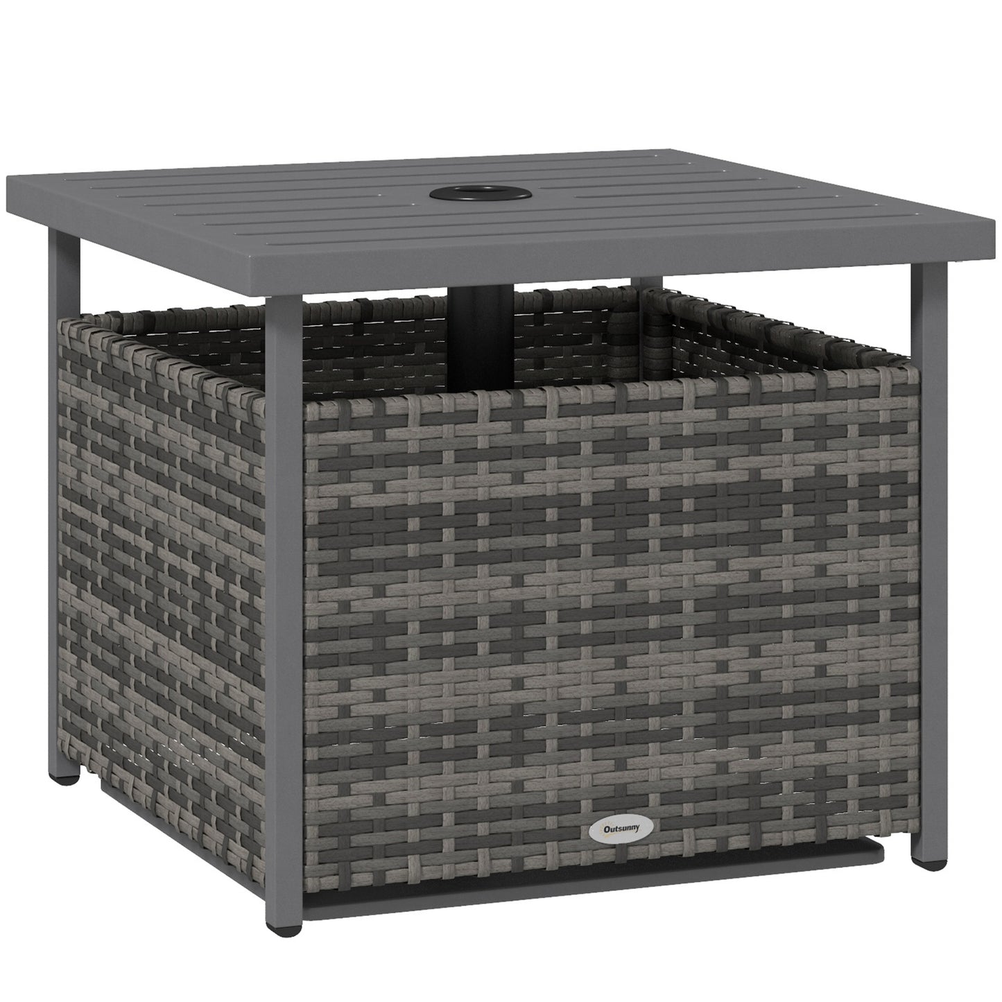 Outdoor Rattan Wicker Coffee Table w/ Umbrella Hole Suitable