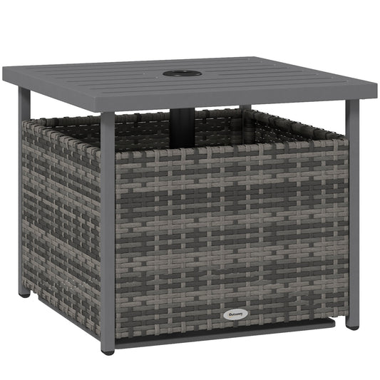 Outdoor Rattan Wicker Coffee Table w/ Umbrella Hole Suitable