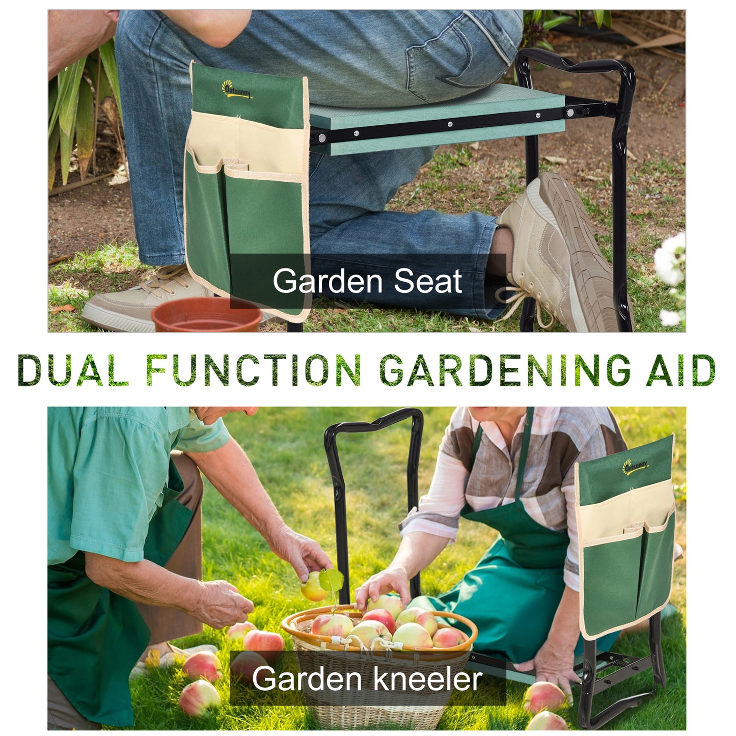 Steel Frame Padded Garden Kneeler, with Tool Bag