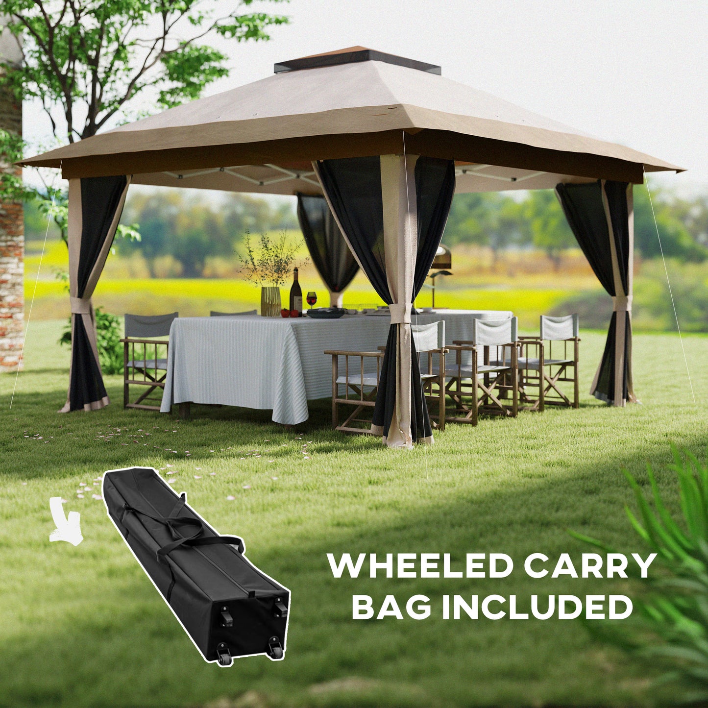 3.6 x 3.6m Pop-Up Gazebo, with Accessories