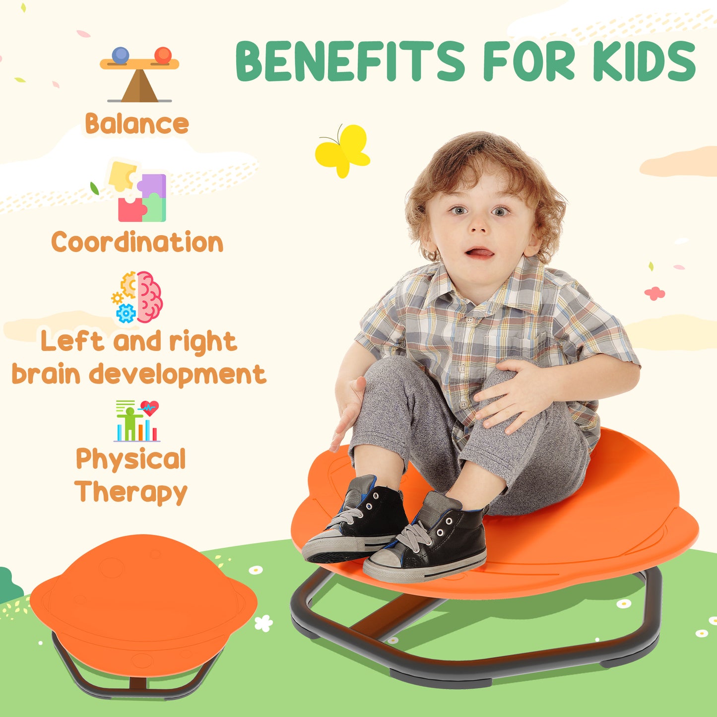 Planet-Shaped-kids Swivel Chair, Sensory Spinning Chair for Balance