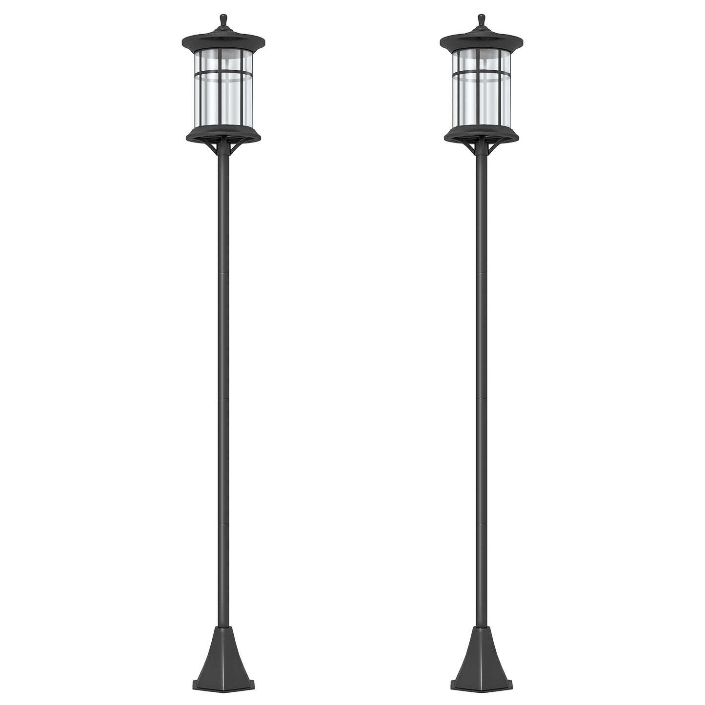 Set of Two 1.8m Traditional Style Solar Lamp Posts